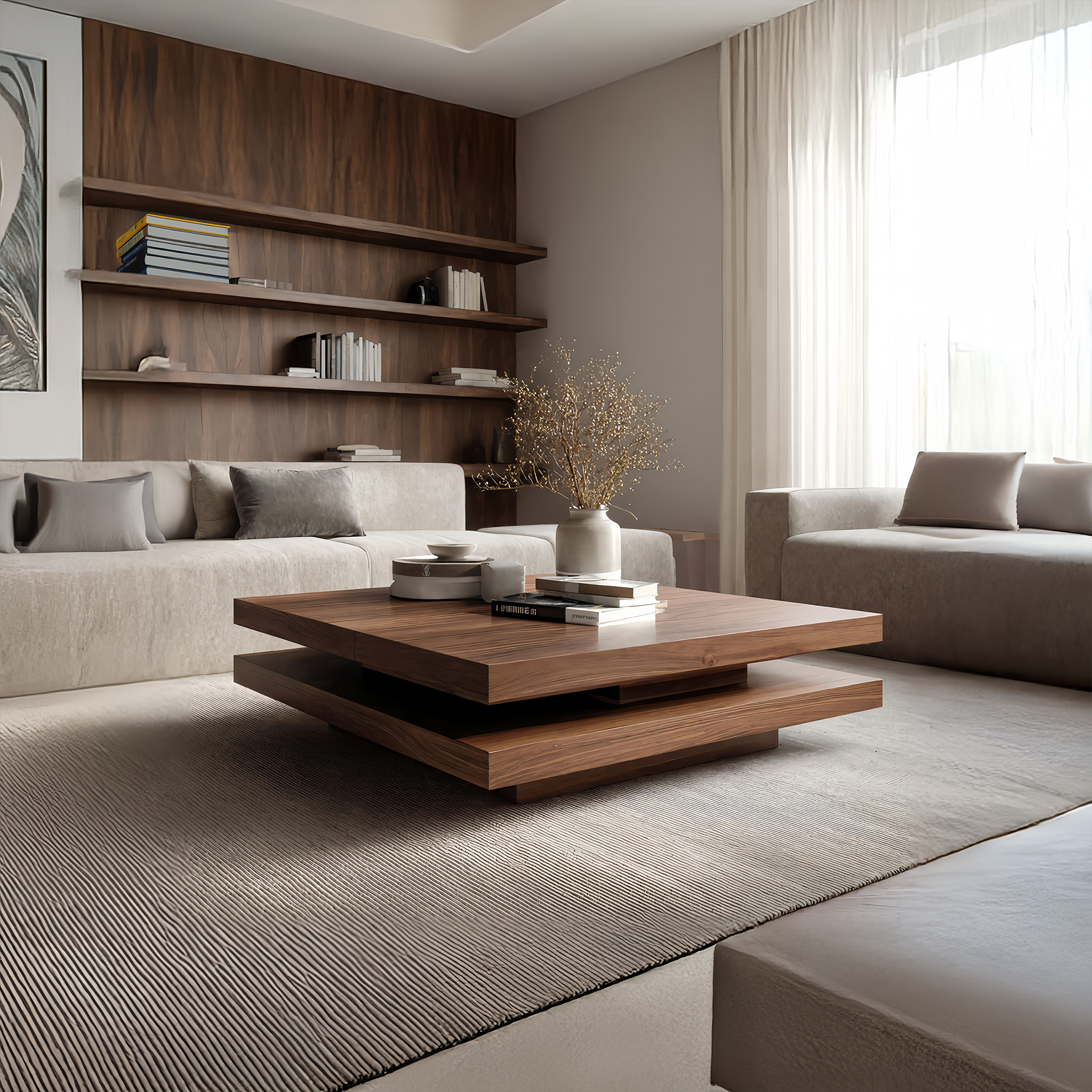 Modern Rustic Wooden Live Edge Coffee Table For Living Room SILDTTRCF045