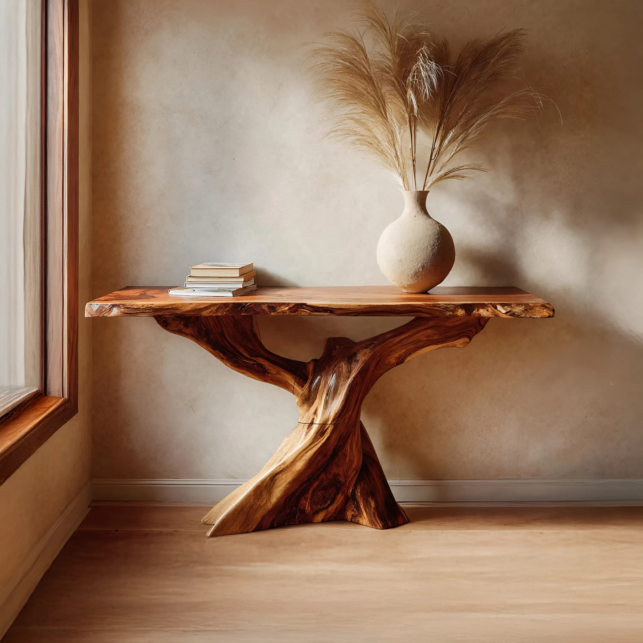 Modern Live Edge Console Table Organic Wood Furniture For Living Room SILDTTNCS074