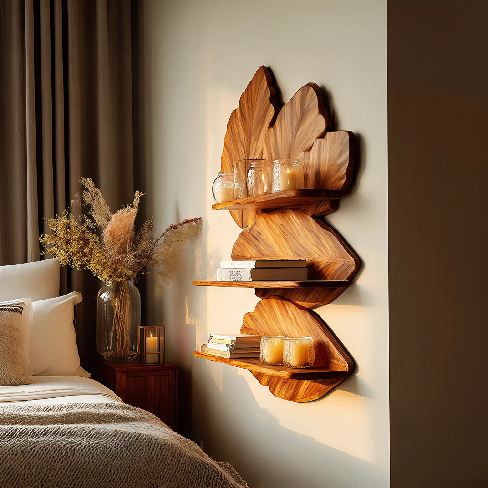 Modern Live Edge Floating Shelf For Bedroom Wall Decor Storage SILDTTRWMS014
