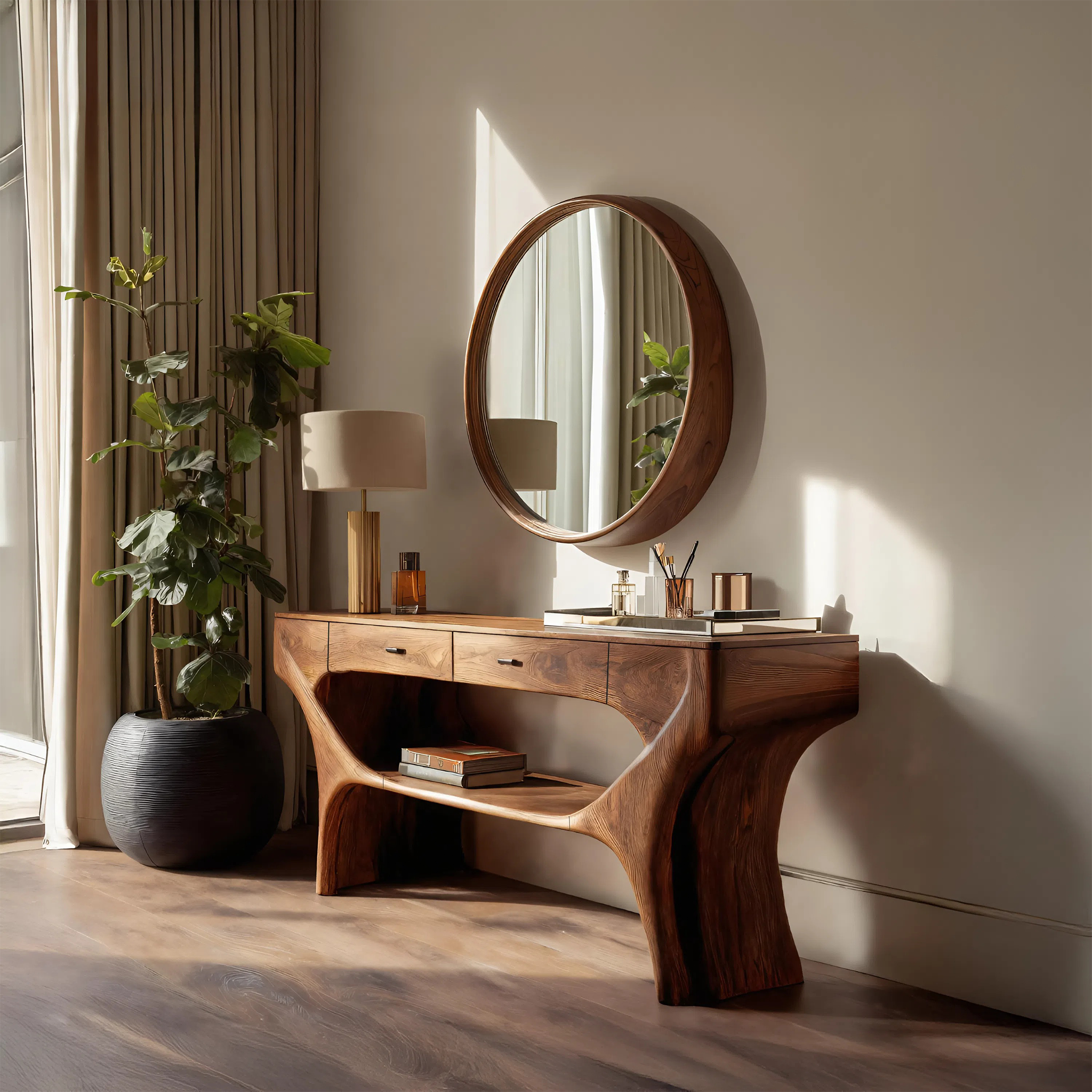 Artistic Handmade Vanity Table With Drawers For Bedroom SITHTTMV002
