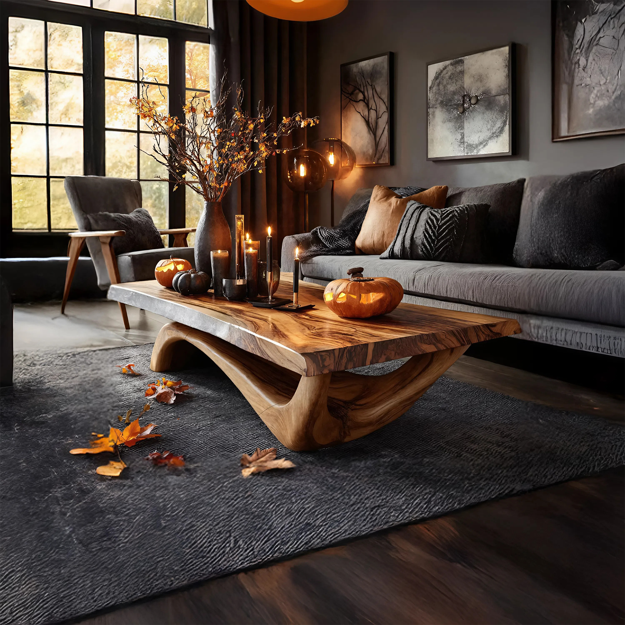 Modern Solid Wood Coffee Table Livingroom Decor Spooky Haunted Style SILDTTNHCF033
