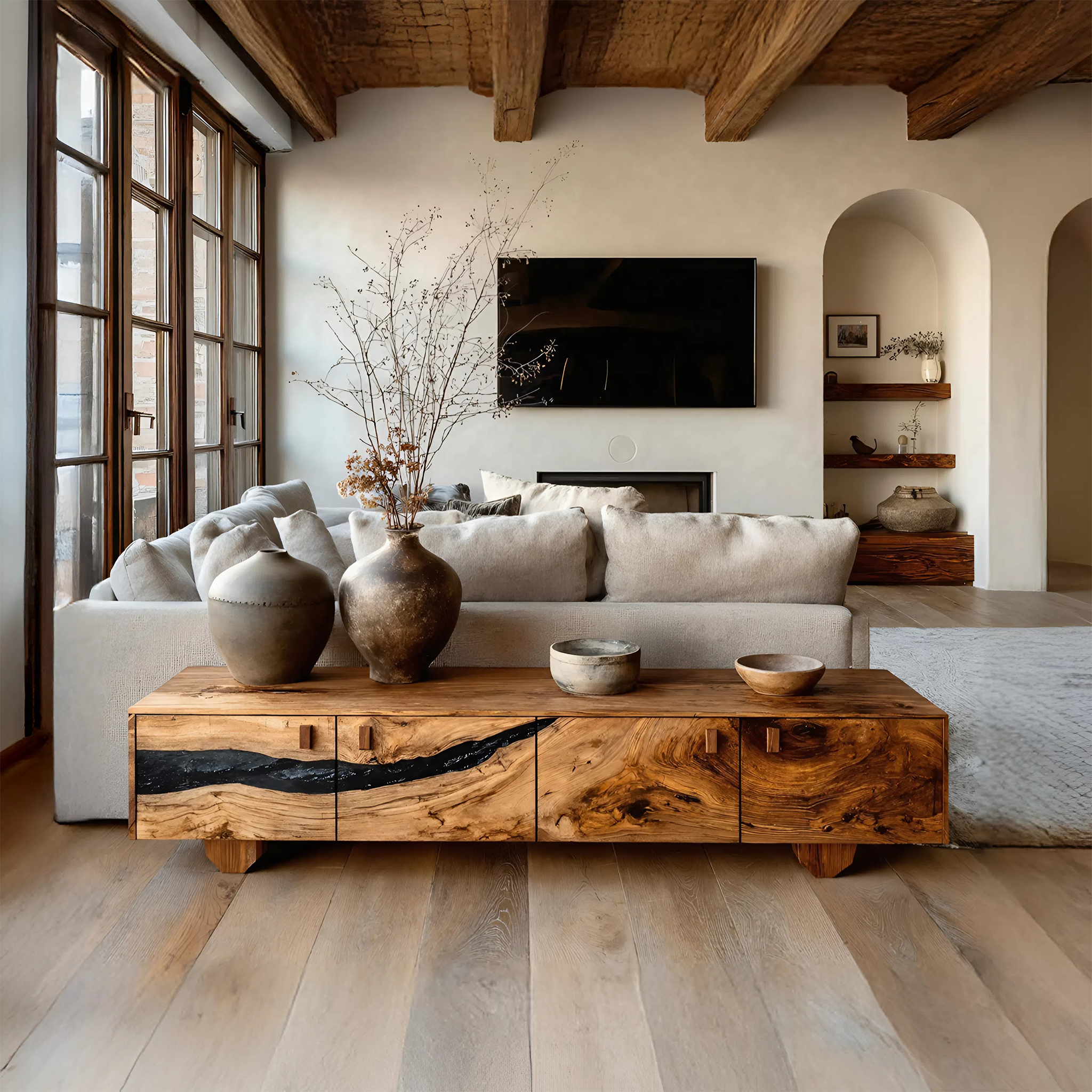 Farmhouse Live Edge TV Cabinet For Rustic Bedroom Decor SILDTTNTVC091