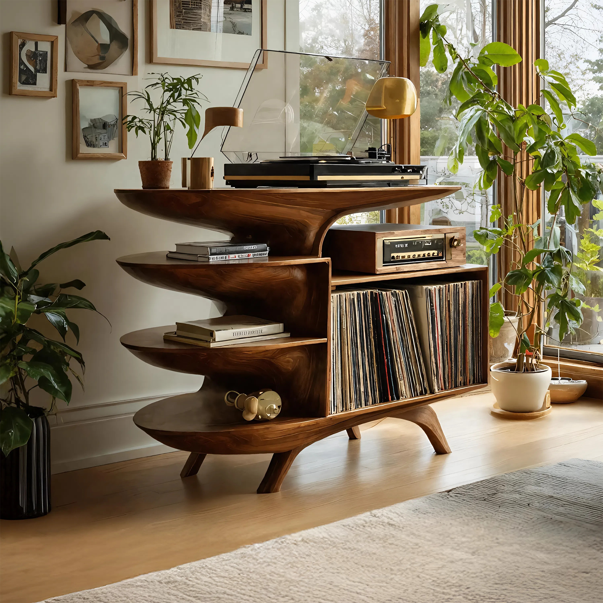 Modern Wooden Record Stand For Bedroom Interior Design Style SILDTTNRPT018