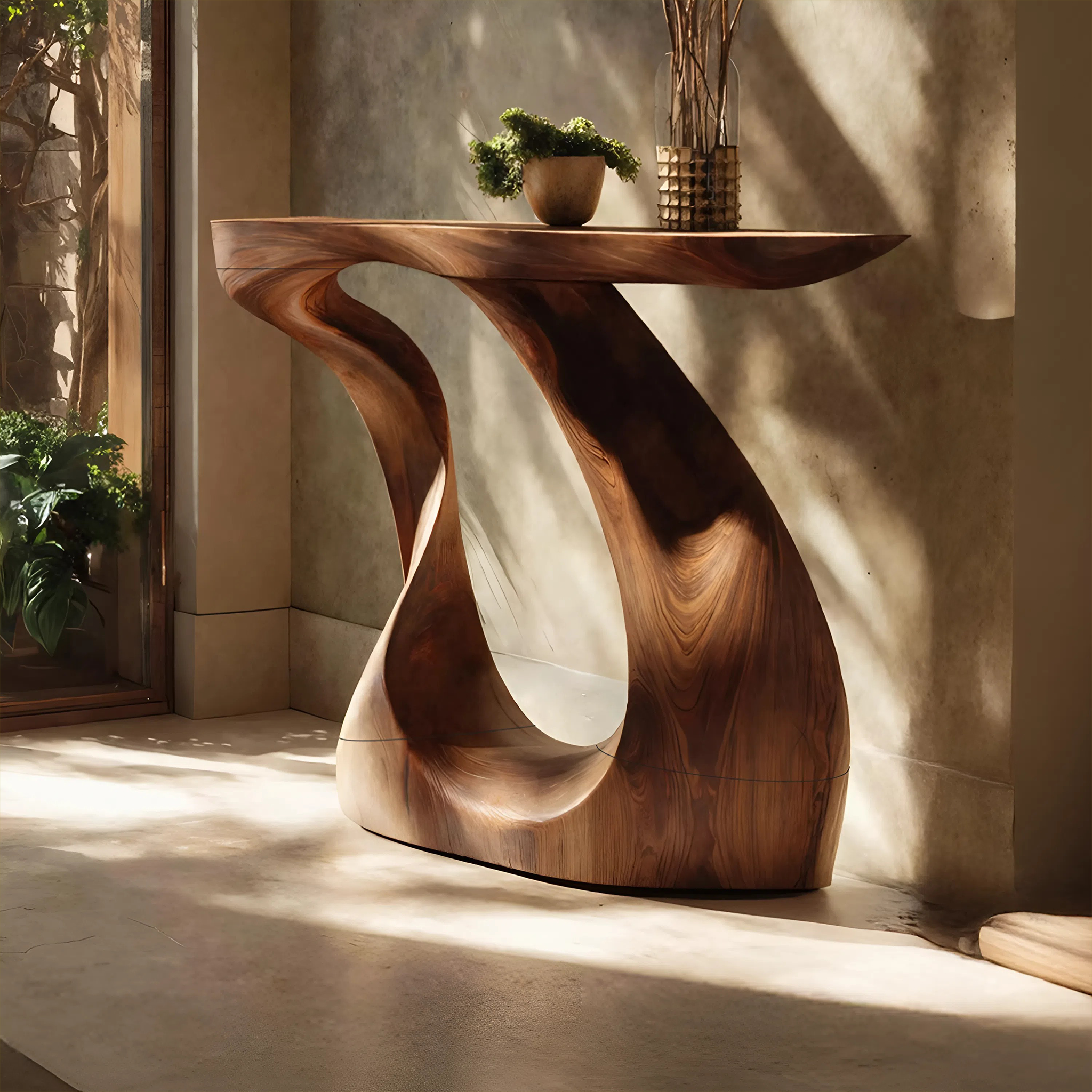 Modern Live Edge Entryway Table Sculptural Wood For Luxury Home Decor SILDTTNCS071