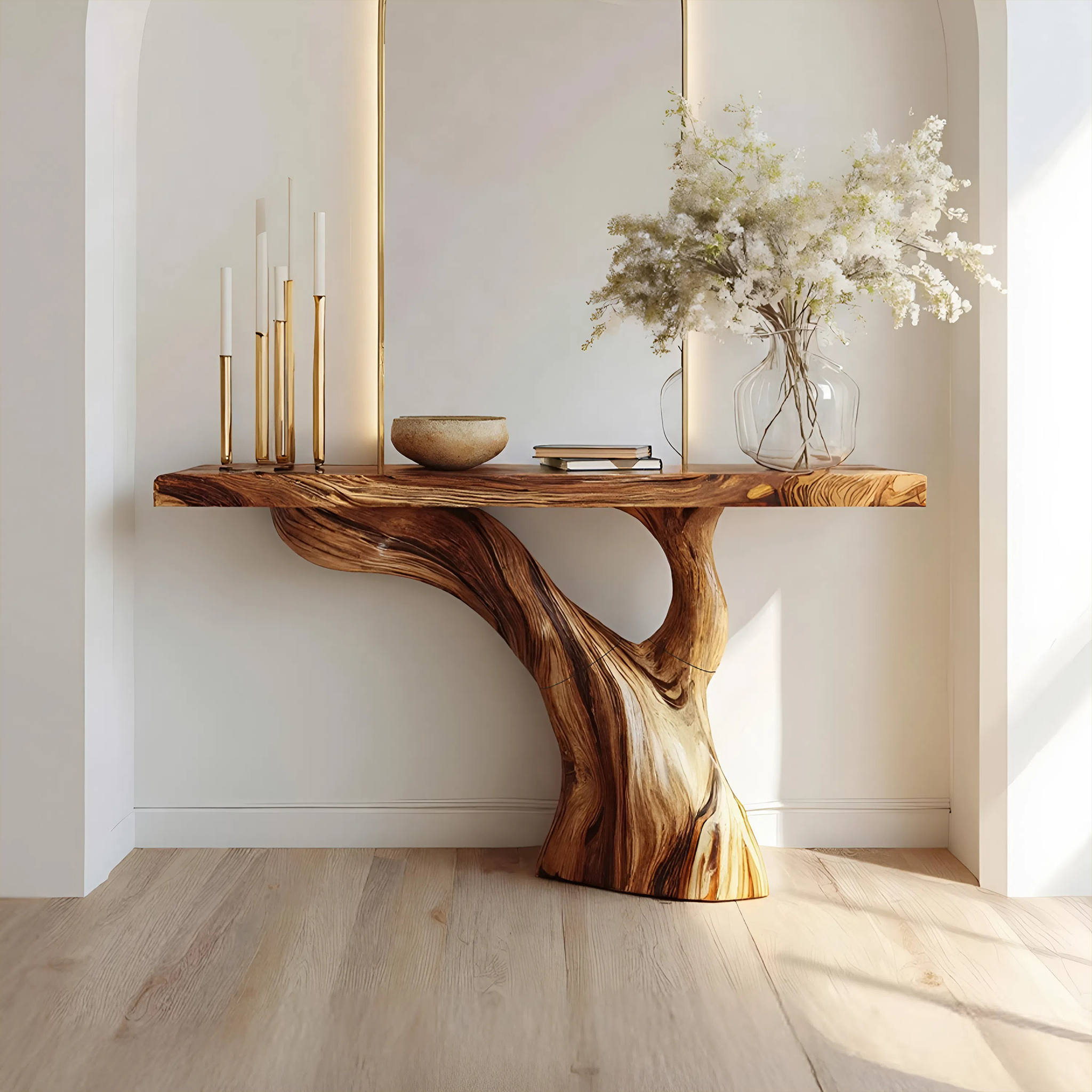 Handcrafted Live Edge Entryway Table Sculptural Solid Wood Furniture Decor SILDTTNCS075