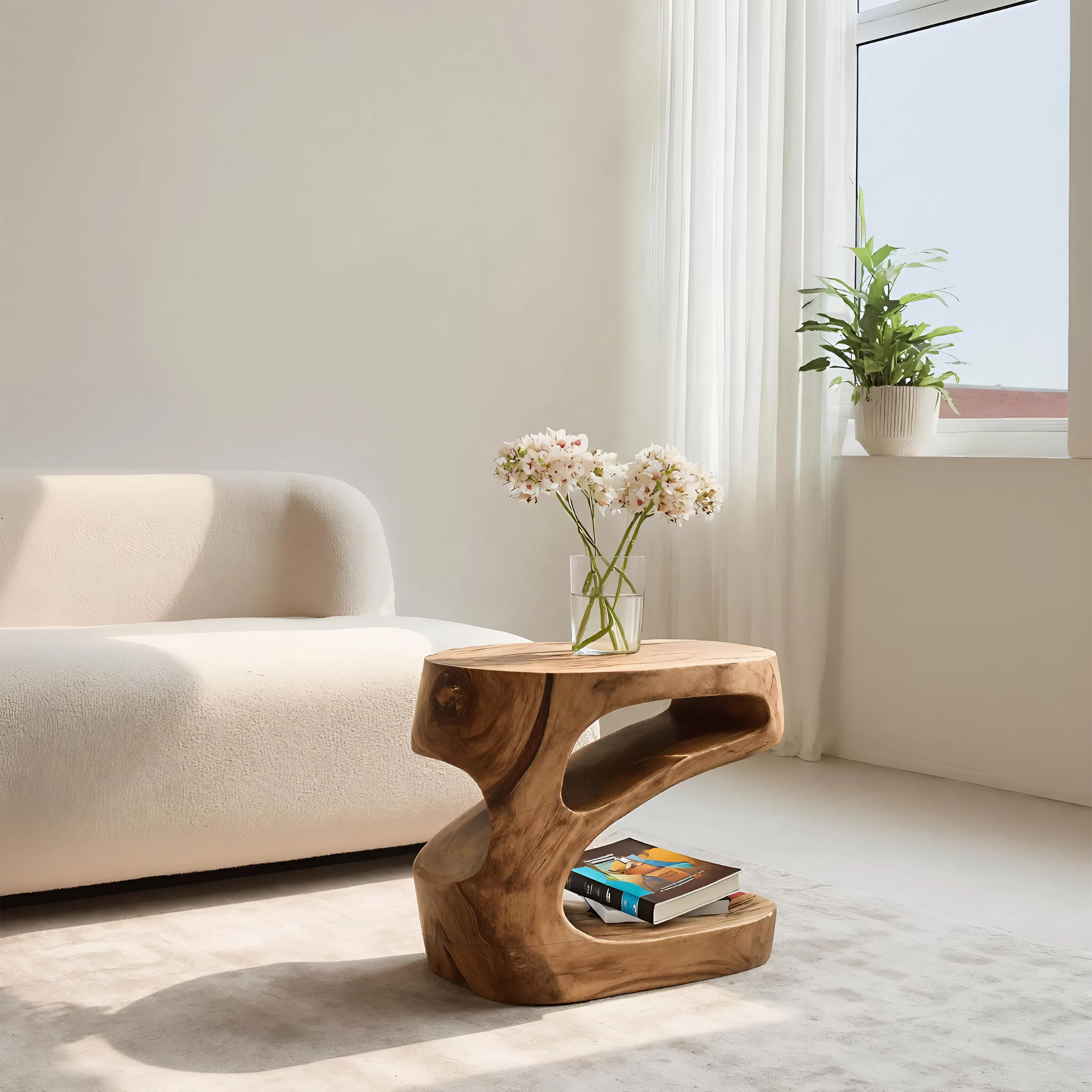 Artistic Side Table With Storage Shelf For Living Room SITHHNSTA015