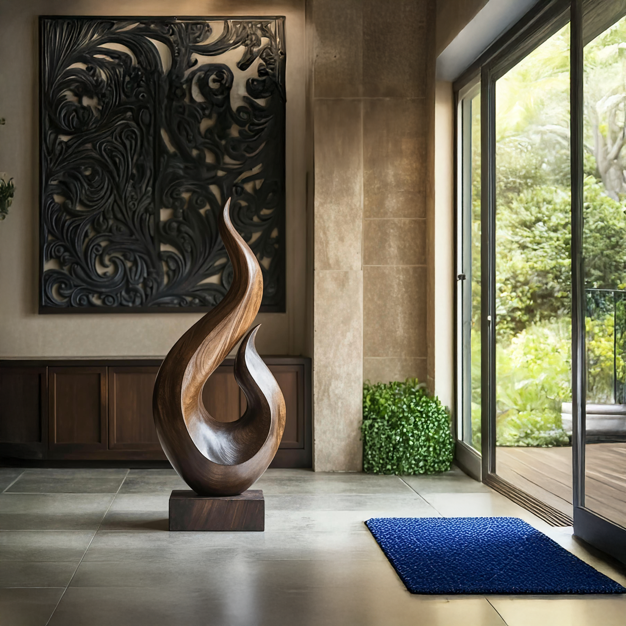 Handcrafted Abstract Wood Statue For Home Accent SILDTTNAS014