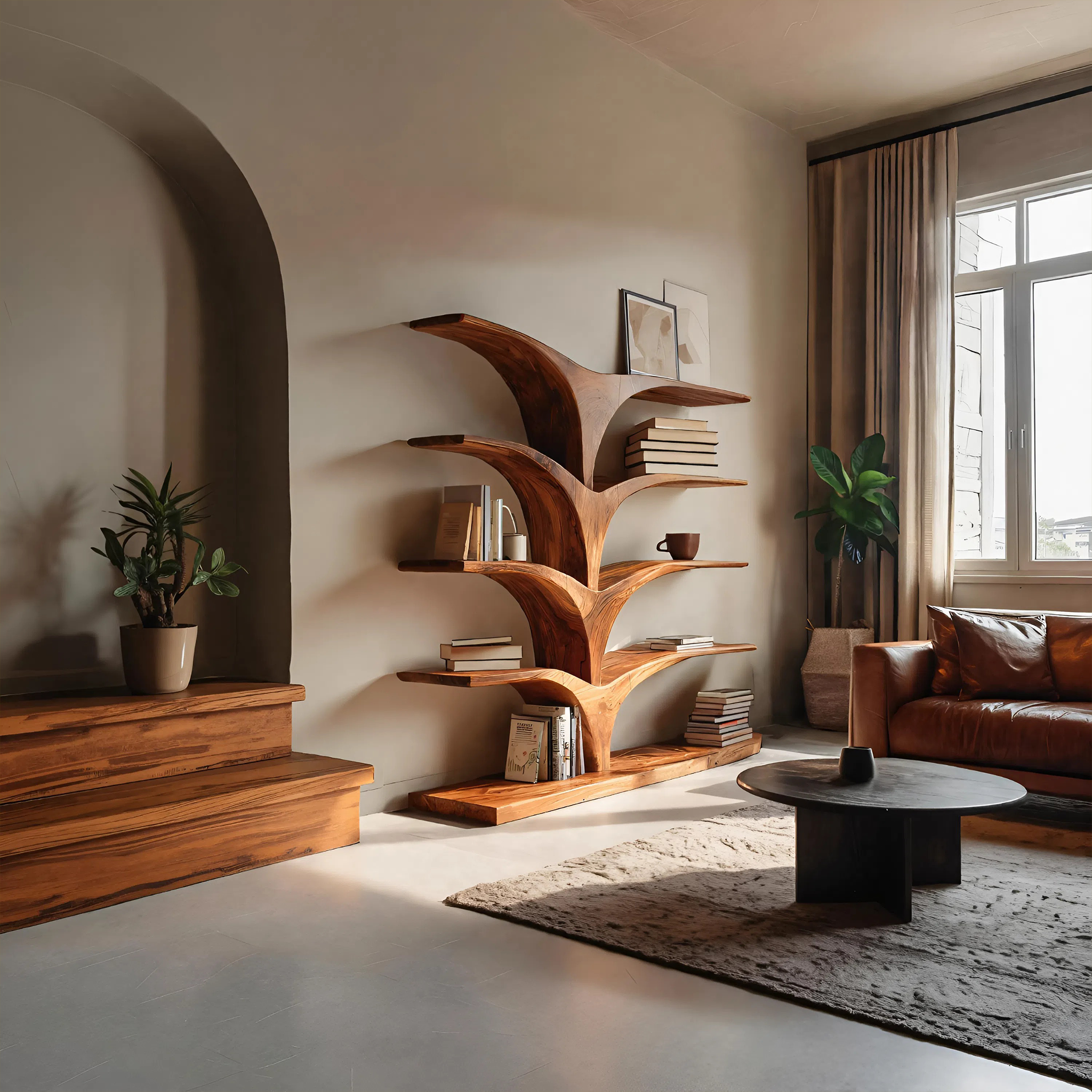 Contemporary Curved Bookshelf For Modern Interior RTTHTTBS052