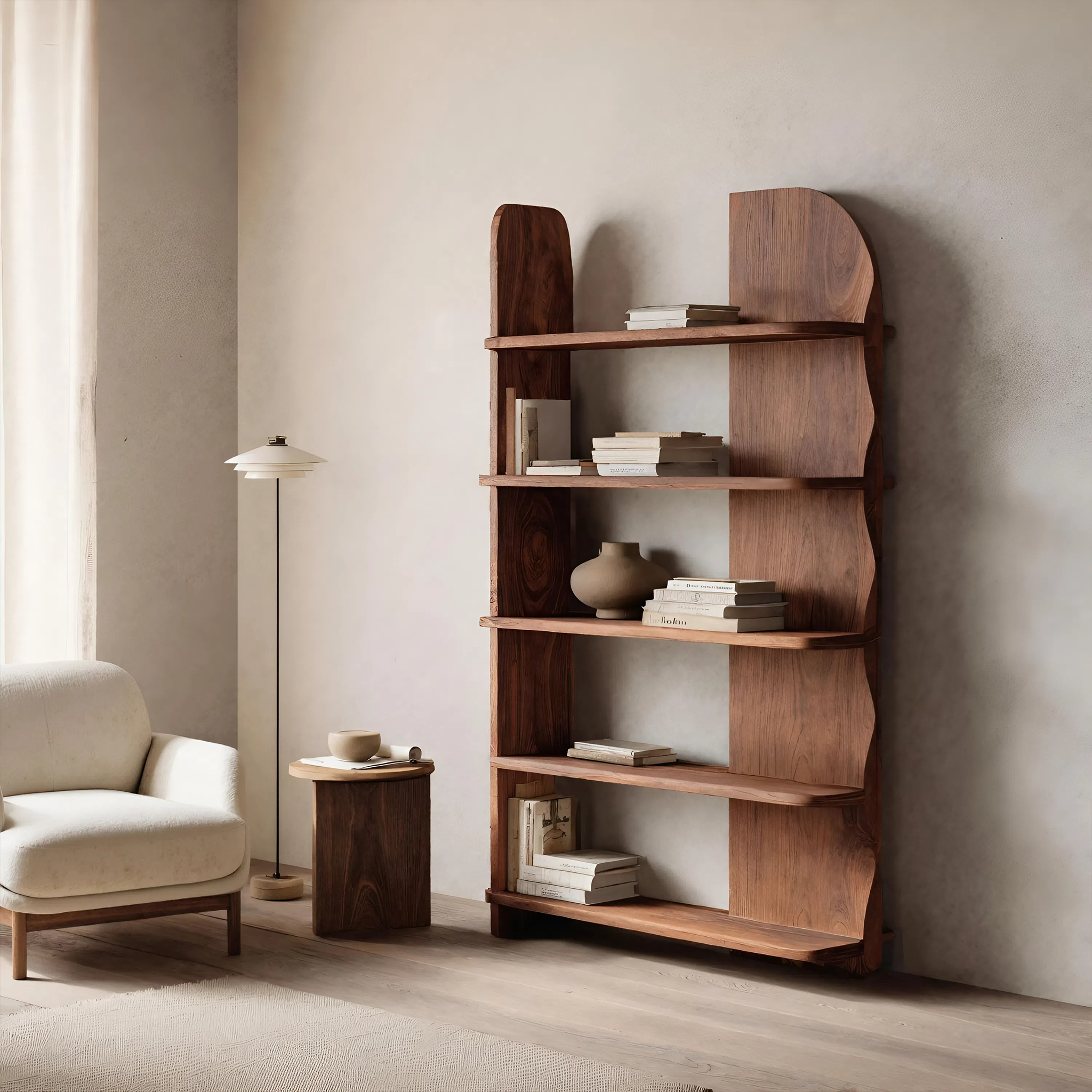 Minimalist Bookcase Sculptural Design For Living Decor RTTHHNBS081