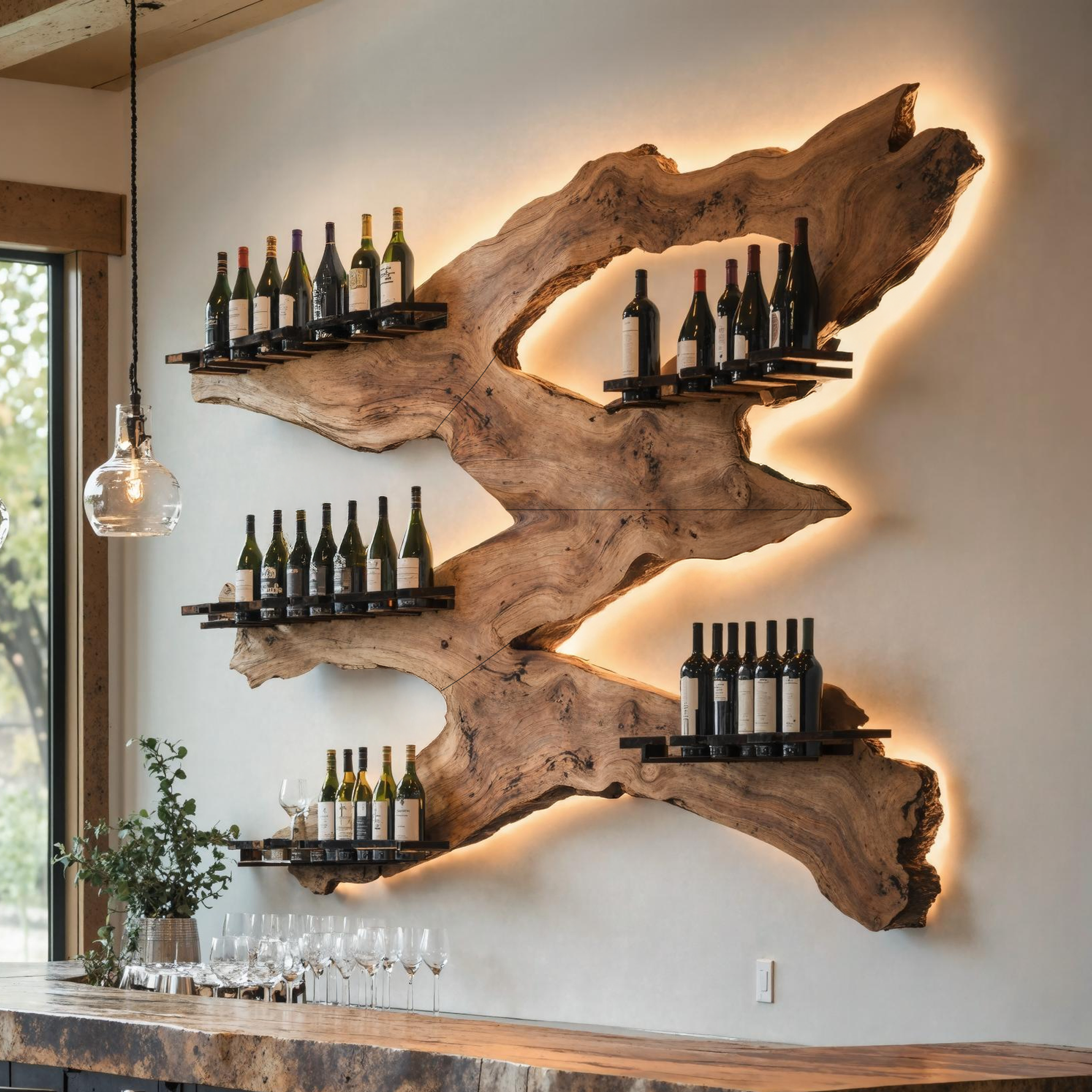 Handcrafted Wine Holder For Kitchen Wine Wall Accent SILDTTRWH027