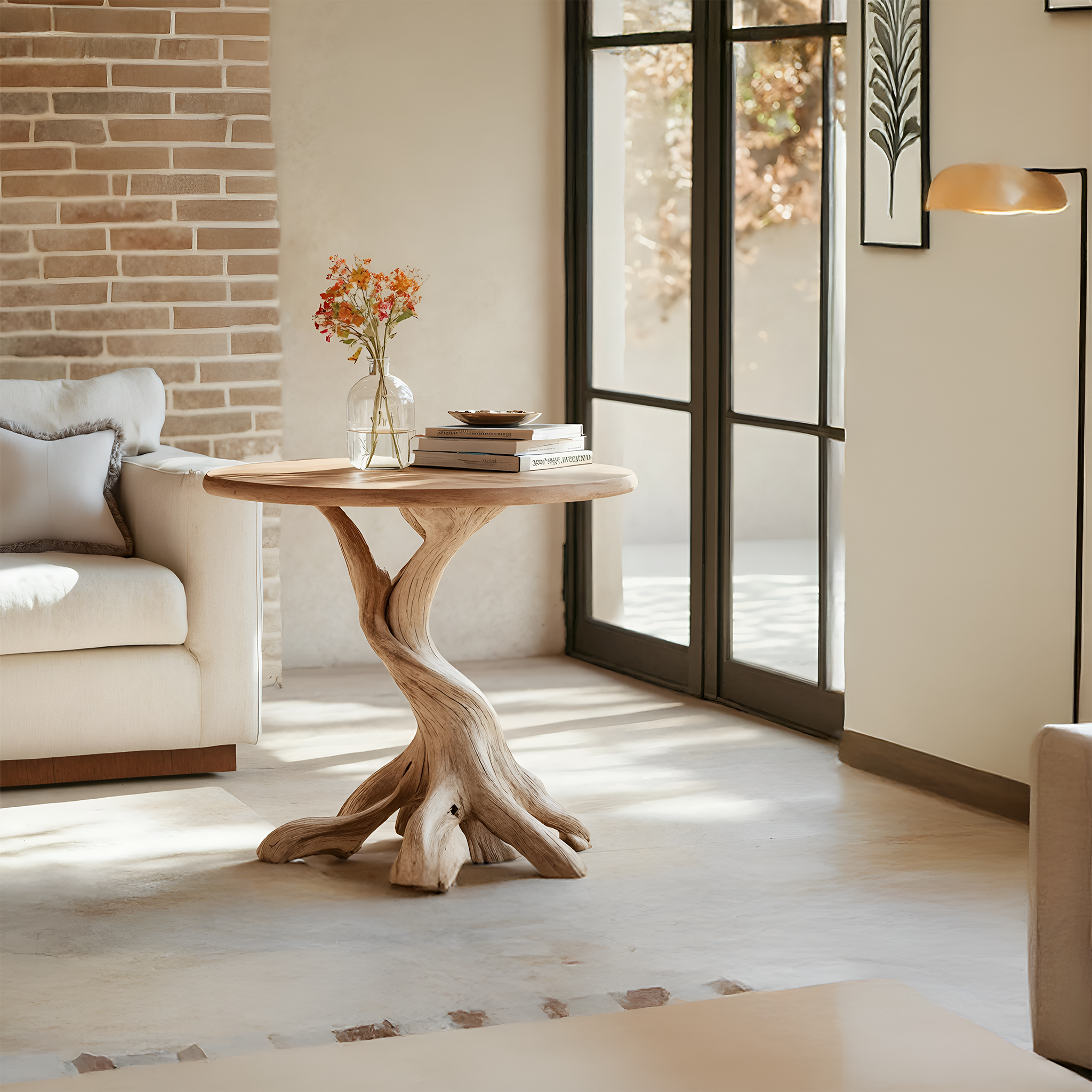 Rustic Solid Wood End Table For Living Room Stylish Wall Display SILDTTREN008