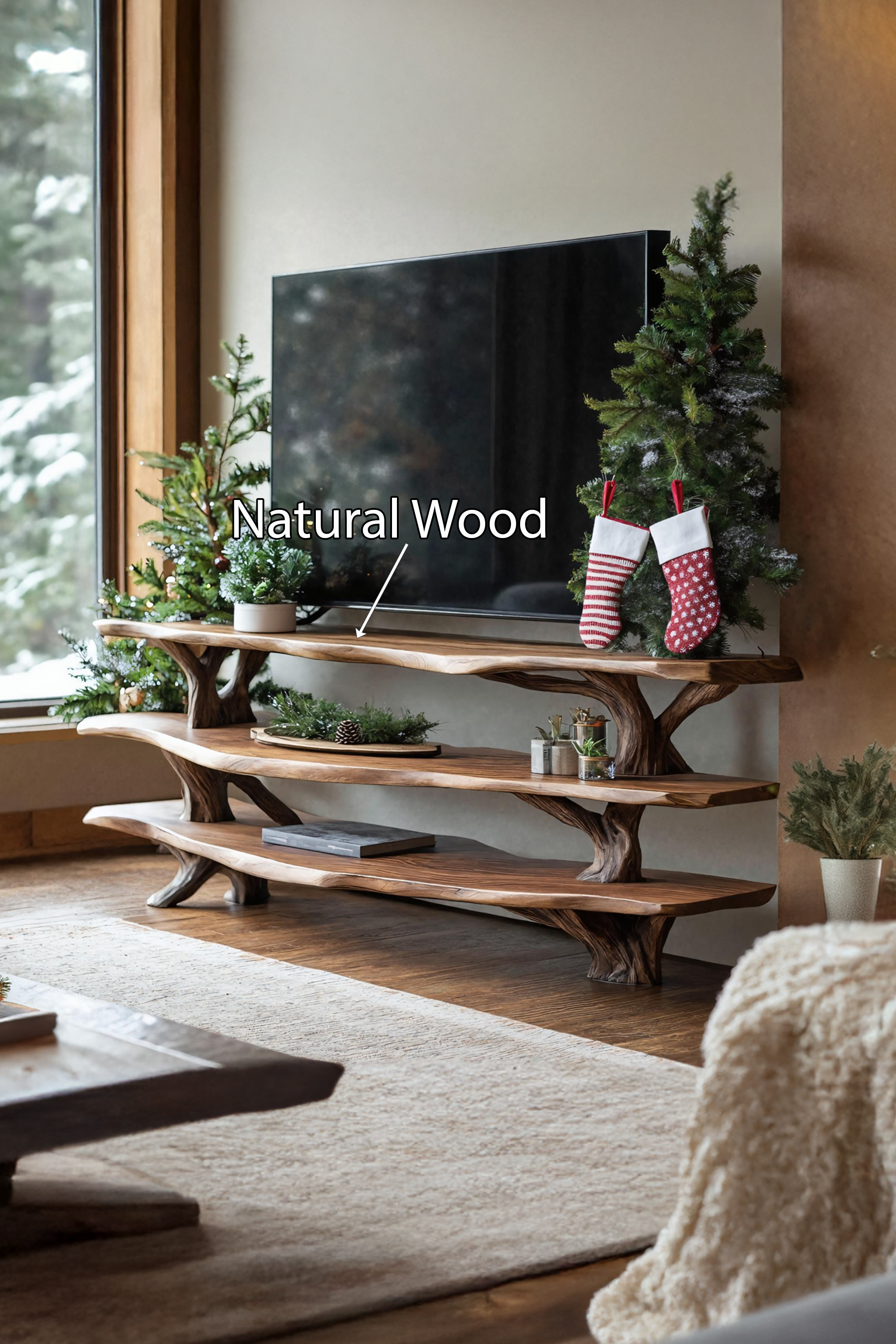 Modern Solid Wood TV Console For Christmas Entryway Living Room SILDTTNCTV012