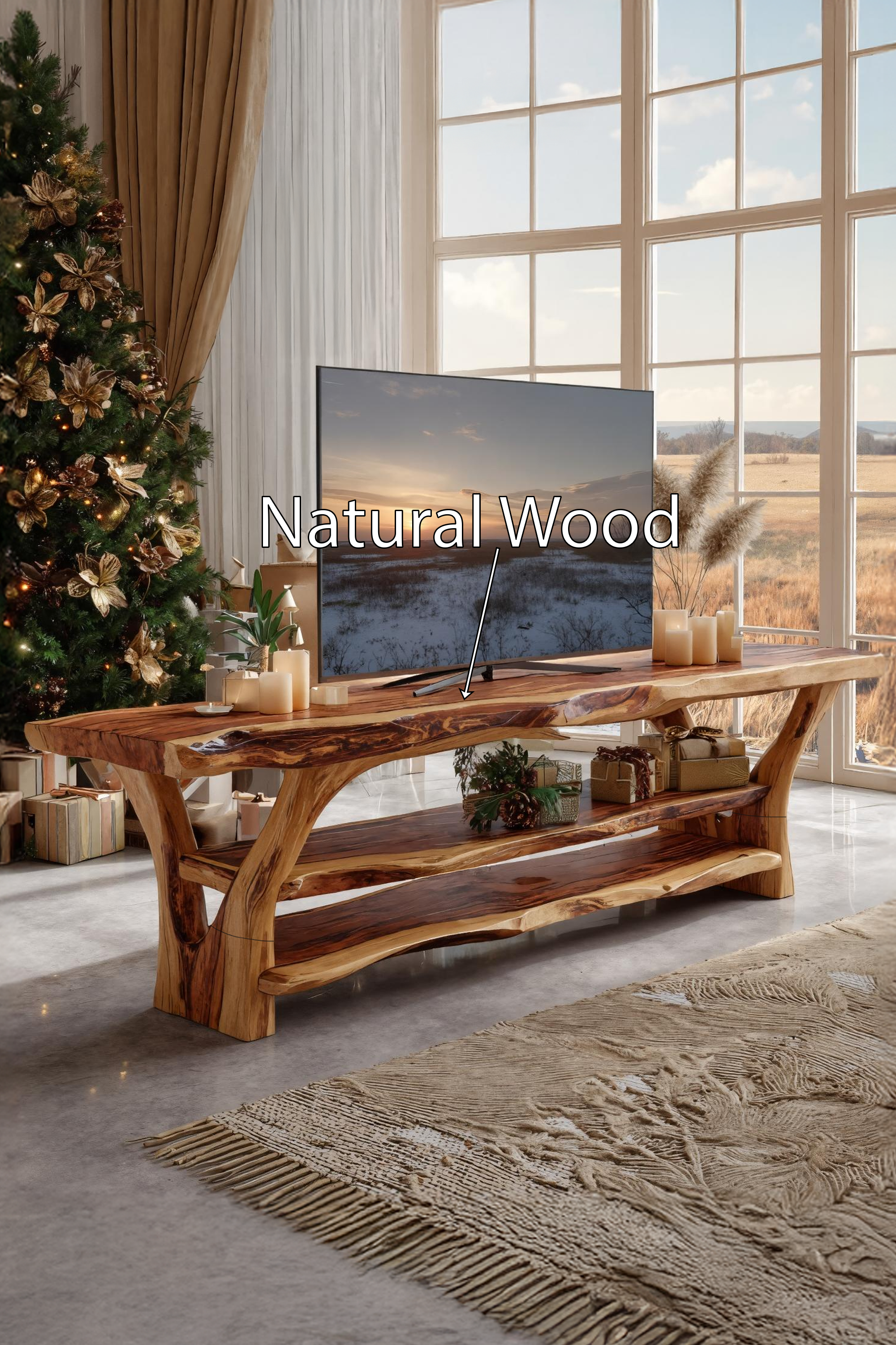 Modern Solid Wood TV Console For Christmas Living Room Design SILDTTRCTV028