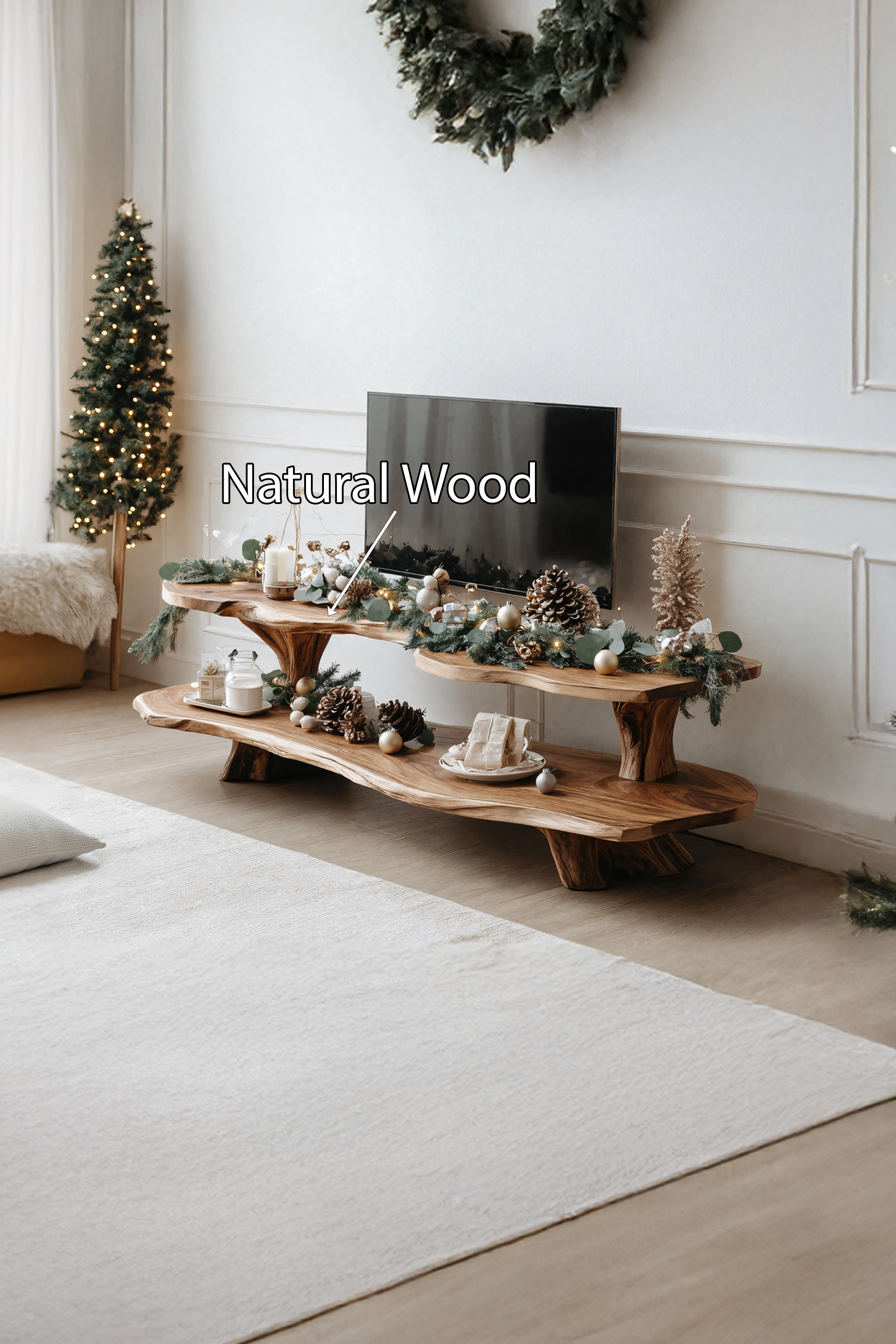 Handcrafted Solid Wood TV Console For Christmas Living Room Furniture SILDTTNCTV007