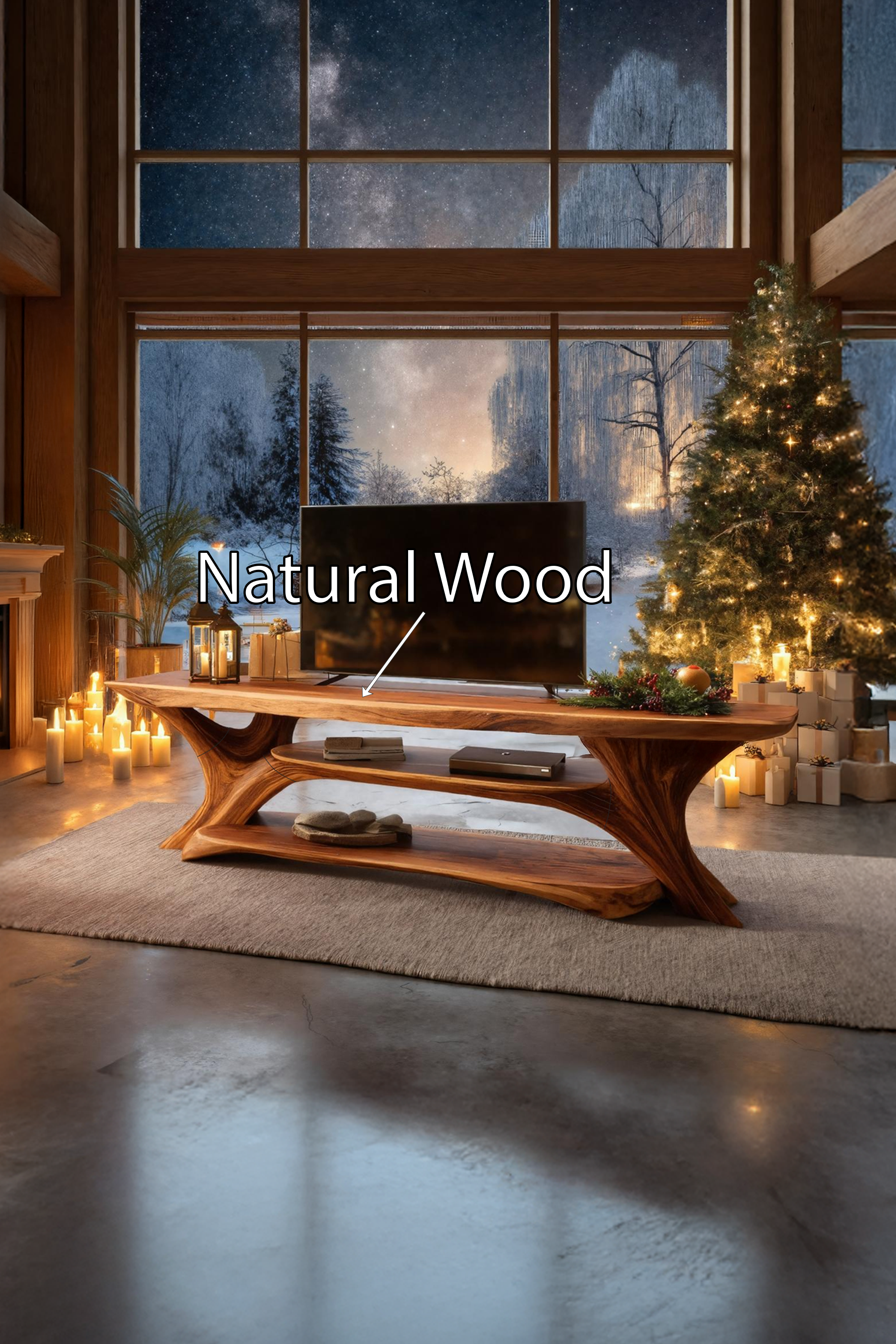 Handcrafted Live Edge Entryway TV Stand For Winter Holiday Style SILDTTRCTV047