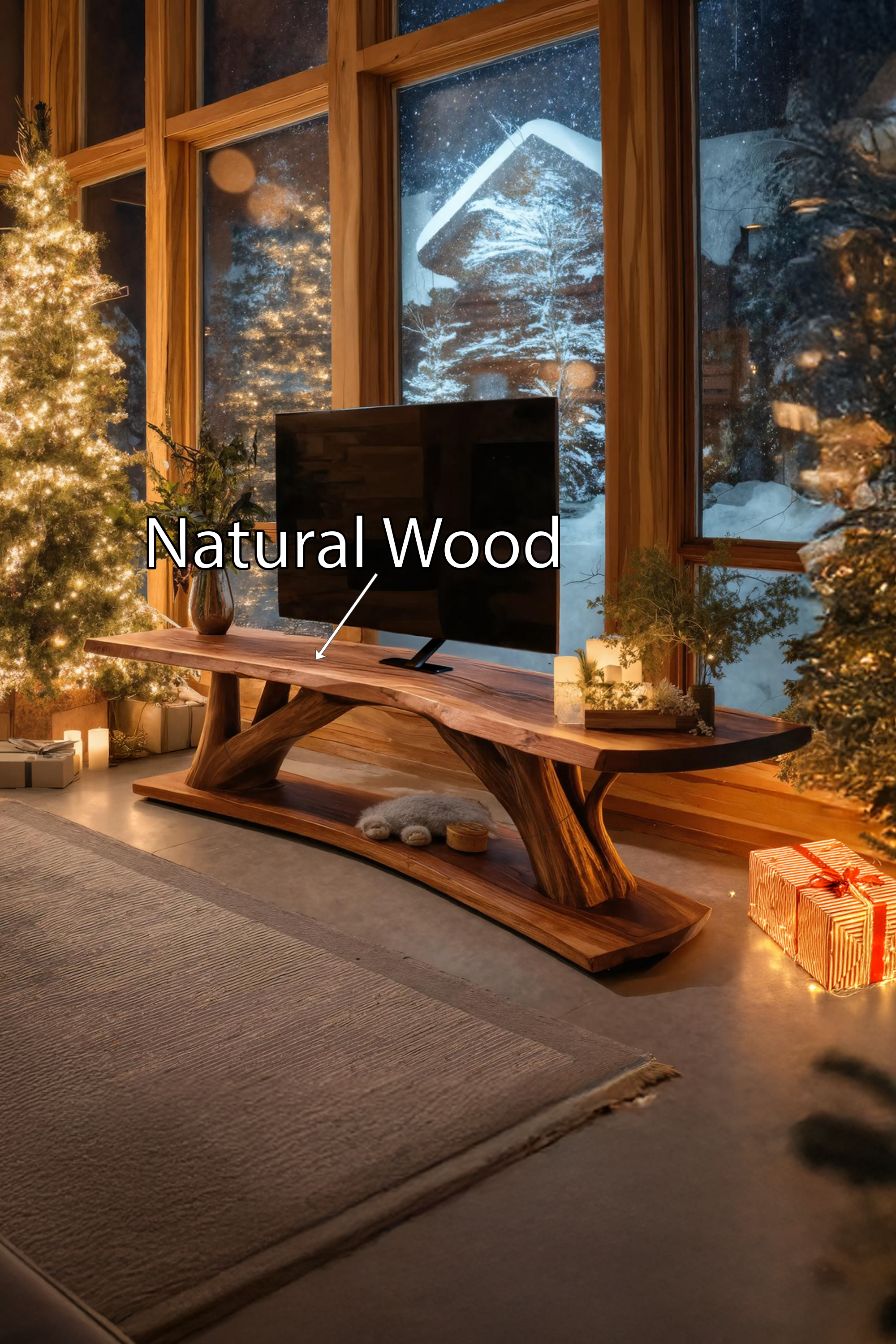 Mid Century Wooden Live Edge TV Console For Festive Bedroom SILDTTRCTV021