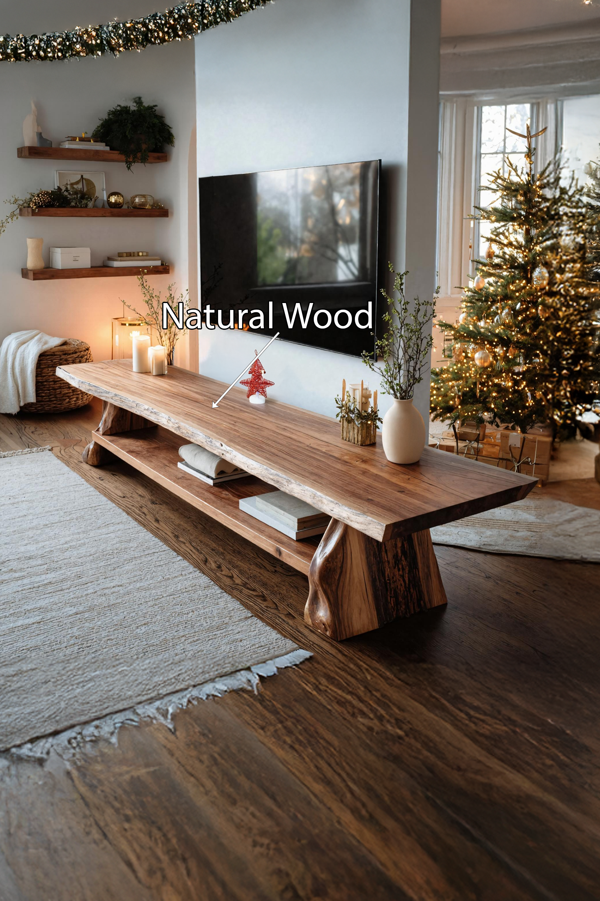 Mid Century Live Edge Wooden TV Console For Holiday Home Living Room SILDTTNCTV014