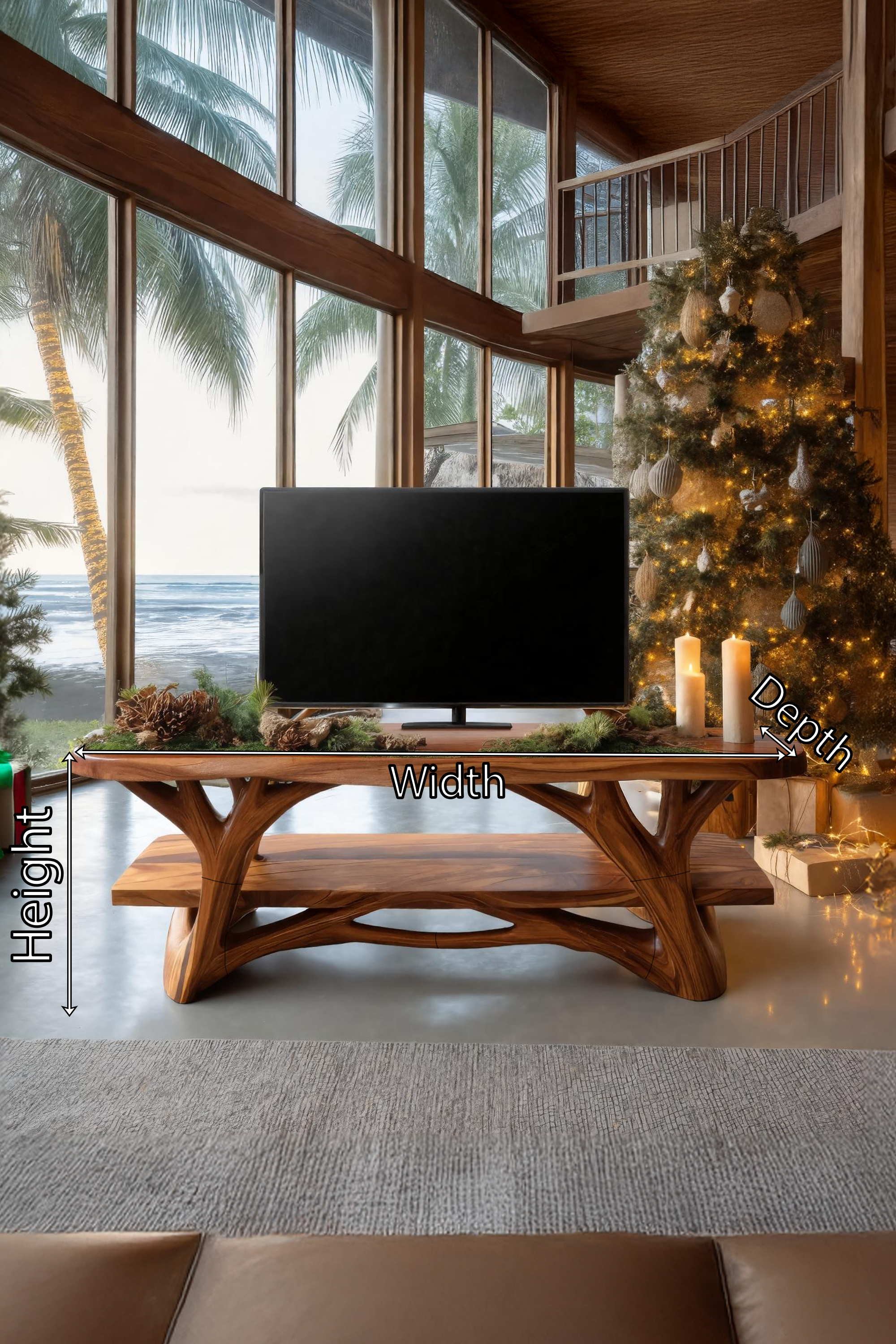 Handcrafted Live Edge Entryway TV Stand For Holiday Season SILDTTRCTV023