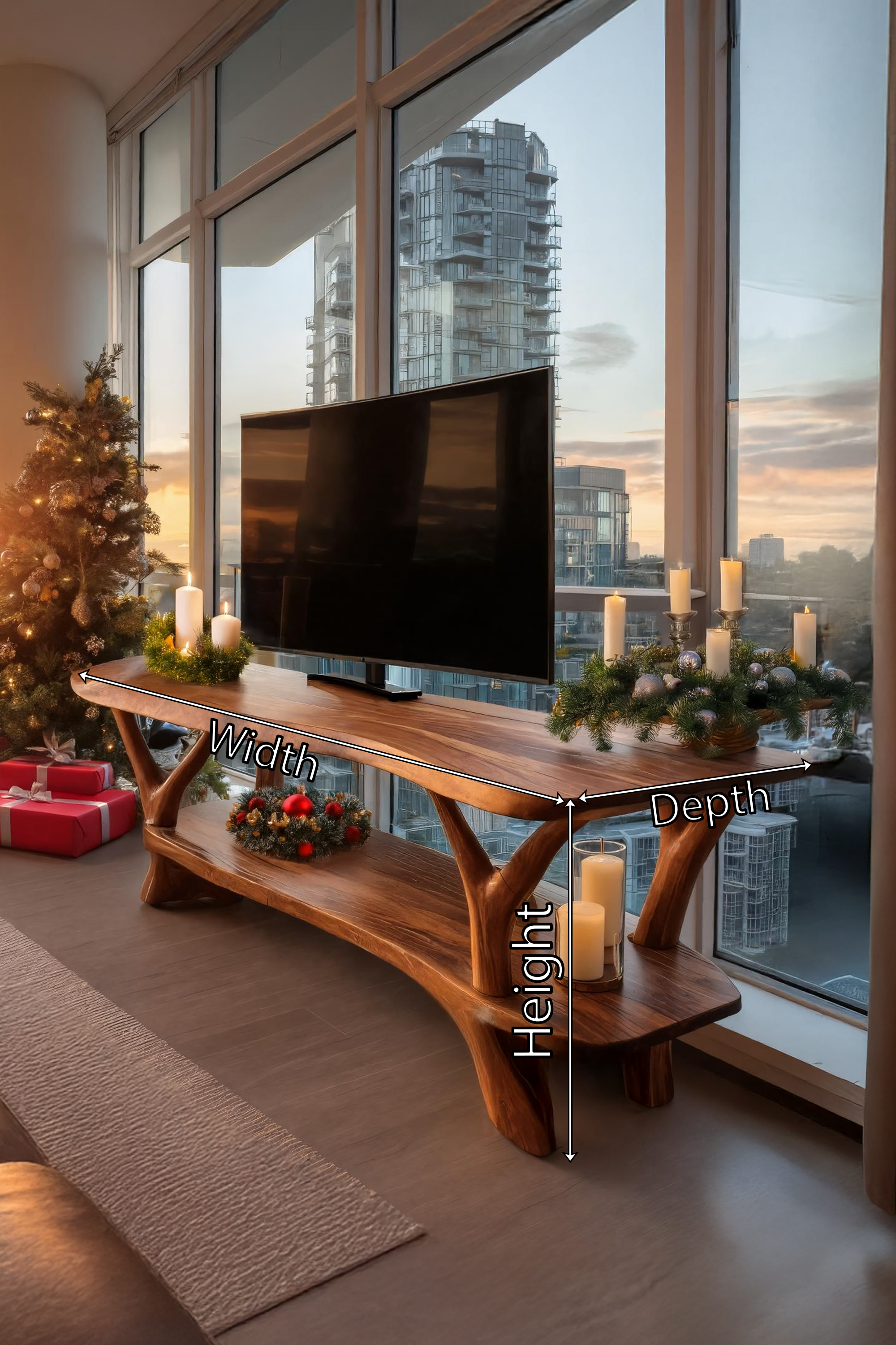 Mid Century Solid Wood TV Console For Holiday Entryway Decor SILDTTRCTV033