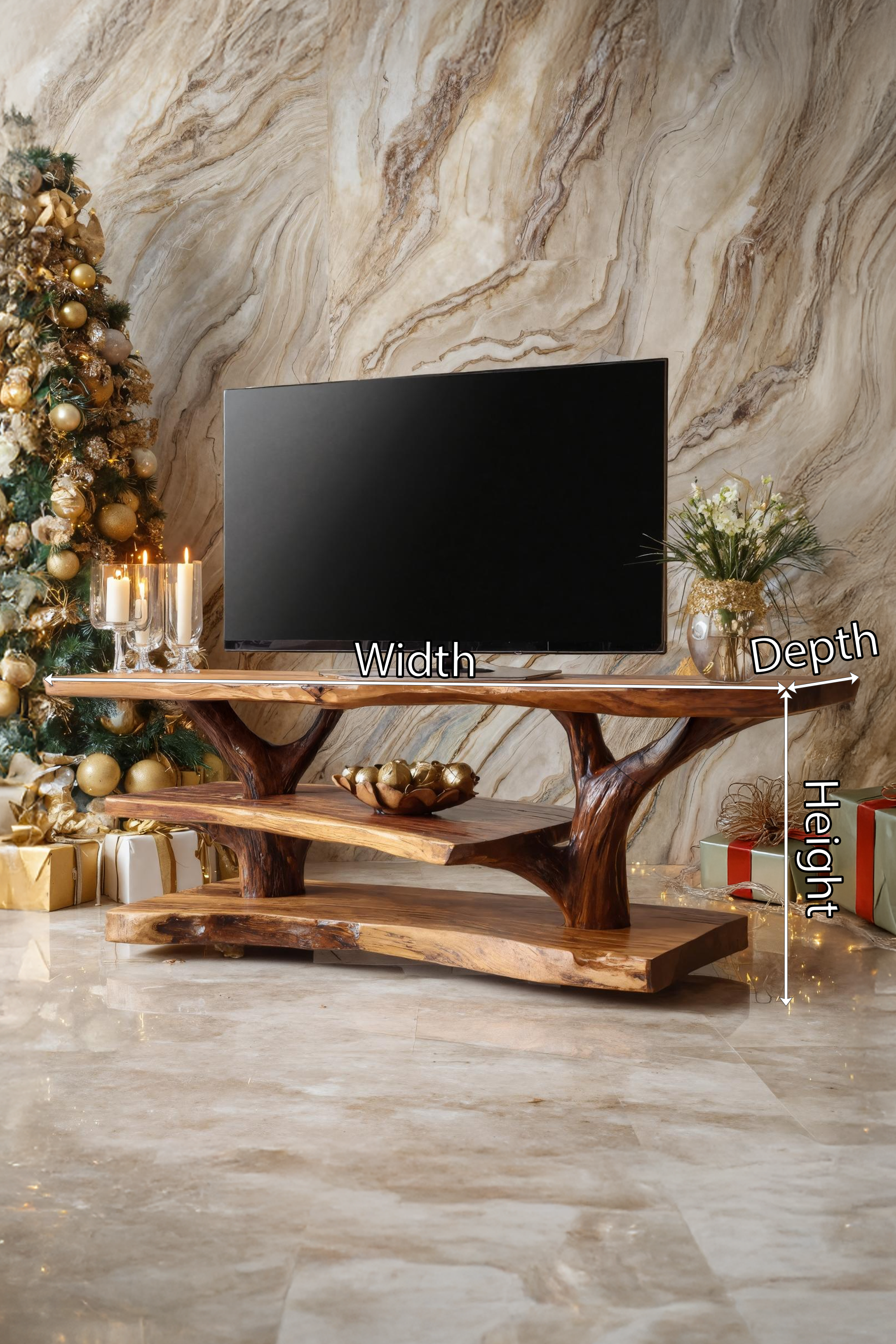 Handcrafted Live Edge Entryway TV Stand For Holiday Season Style SILDTTRCTV039