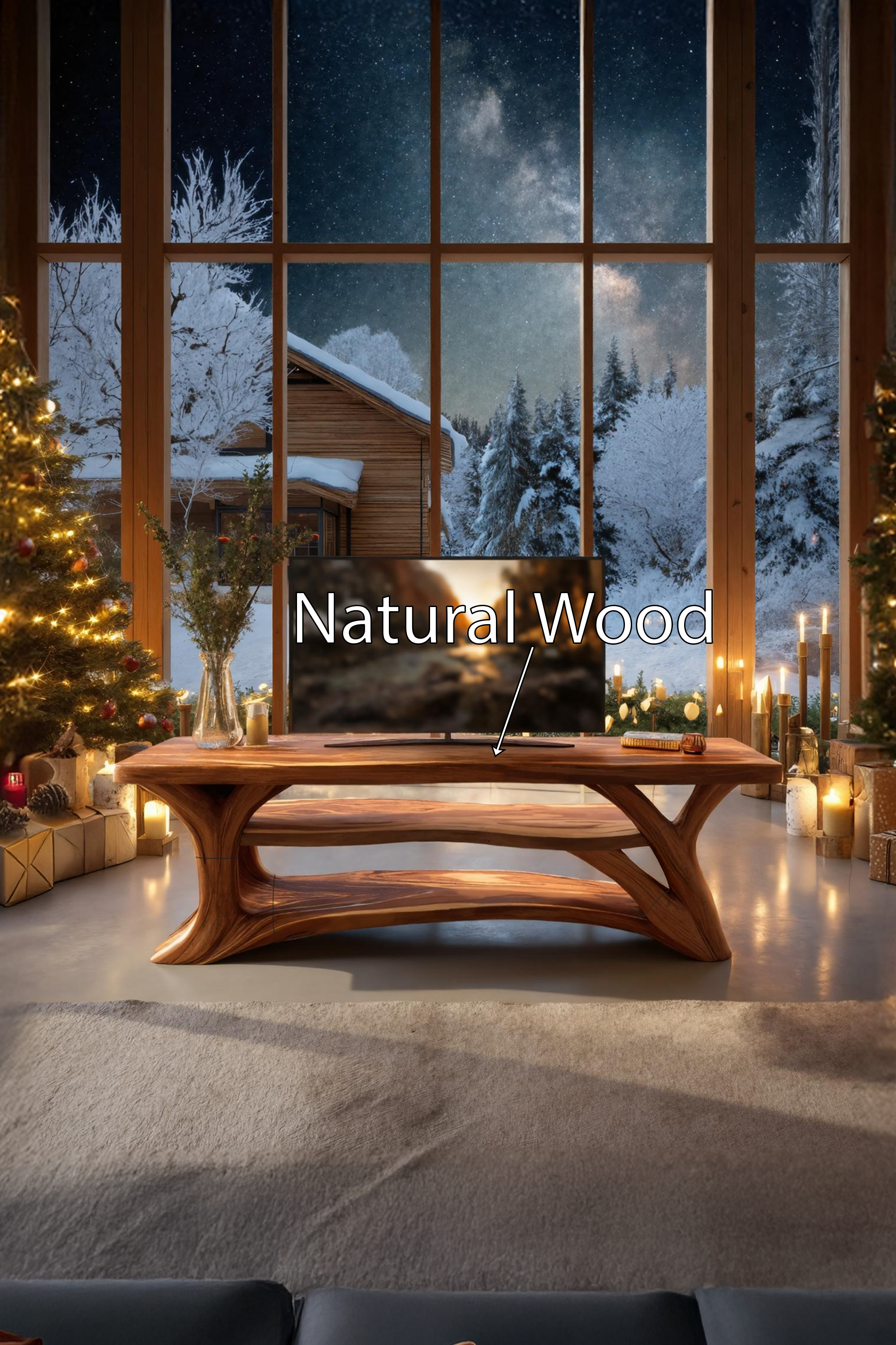 Mid Century Solid Wood TV Console For Cozy Christmas Living Room SILDTTRCTV041