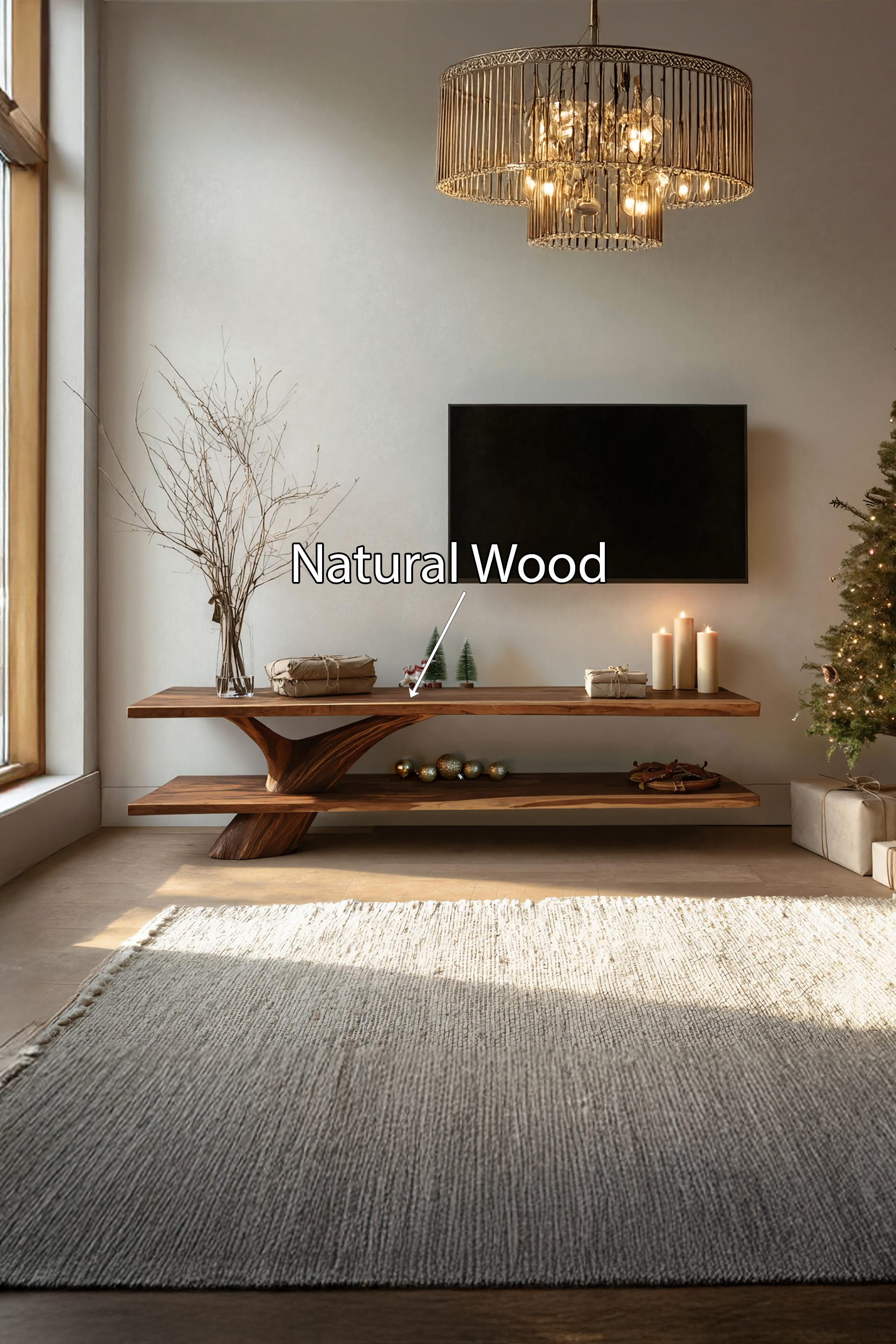 Mid Century Wooden TV Console For Christmas Tree Living Room Decor SILDTTNCTV010