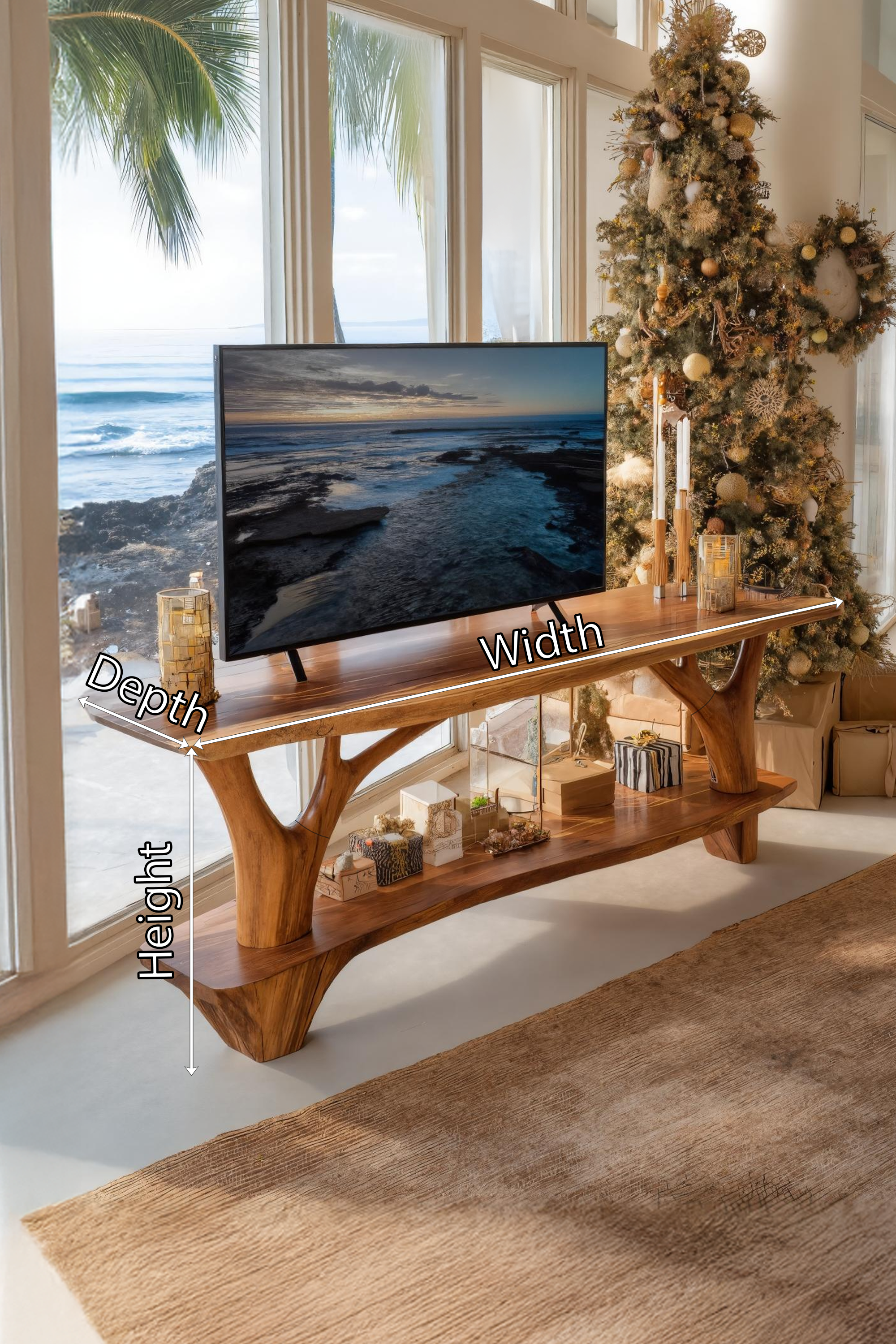 Handcrafted Live Edge Entryway TV Stand For Noel Home Decor SILDTTRCTV031