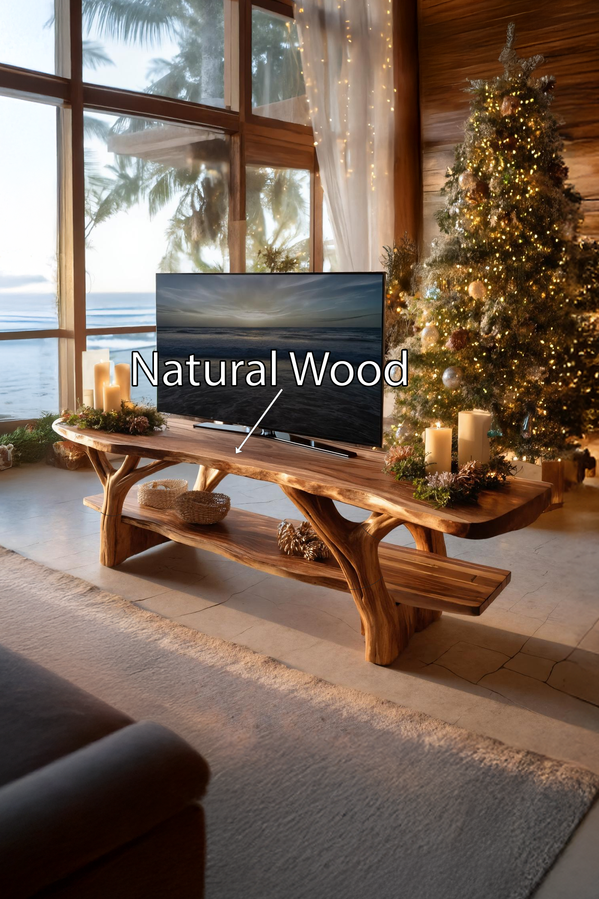 Handcrafted Solid Wood TV Console For Holiday Furniture Design SILDTTRCTV019