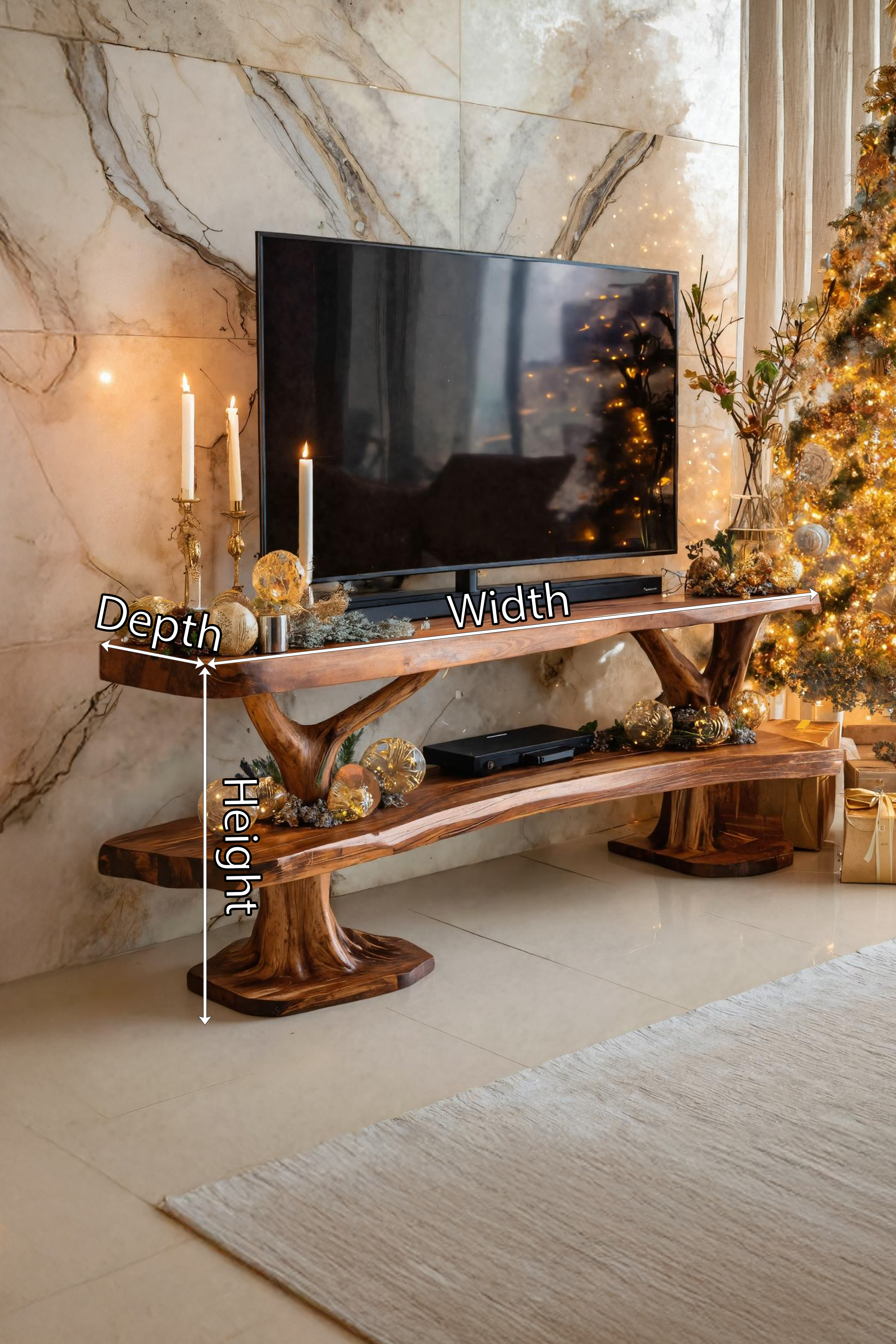 Modern Wooden Live Edge TV Console For Winter Interior Design SILDTTRCTV040