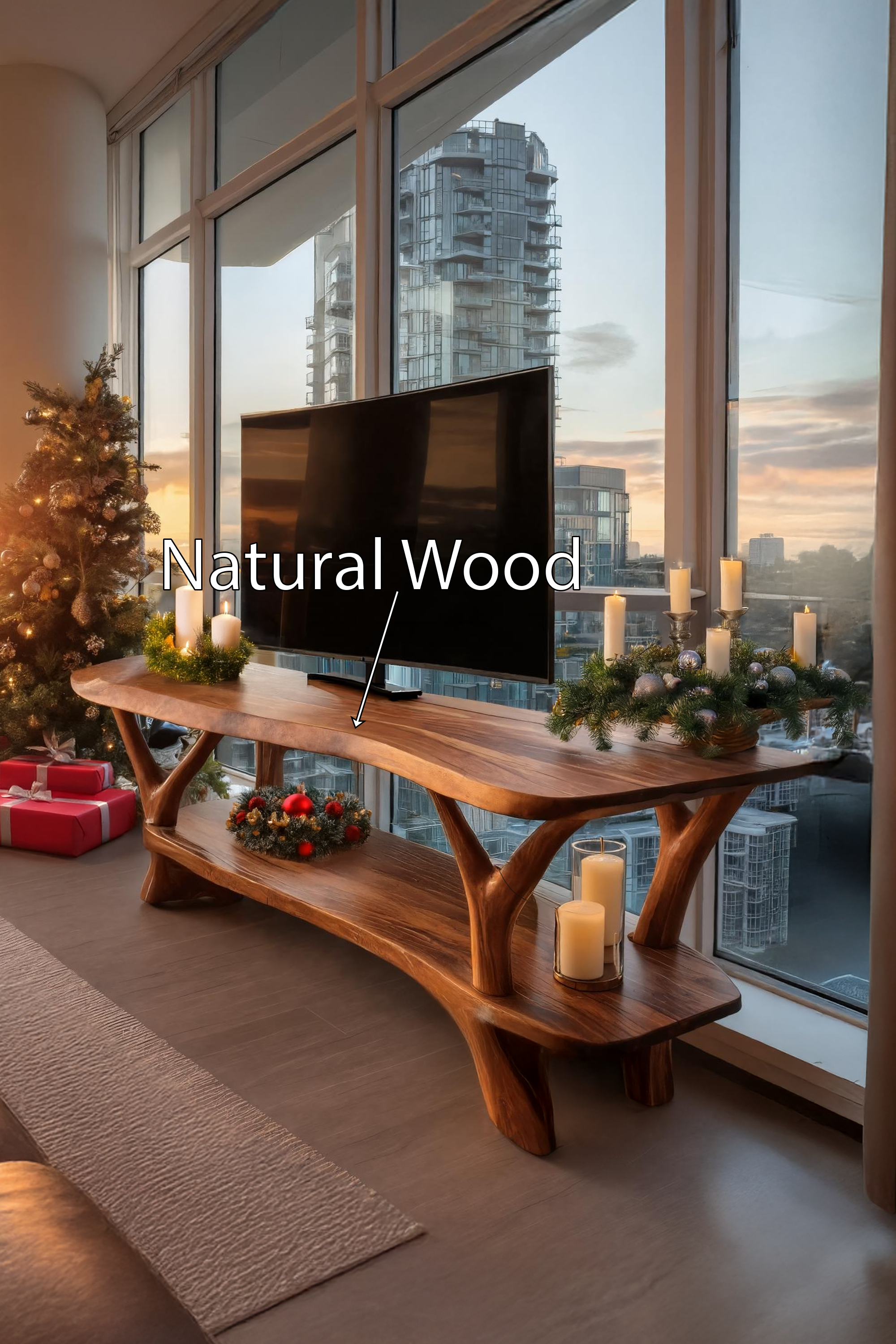 Mid Century Solid Wood TV Console For Holiday Entryway Decor SILDTTRCTV033