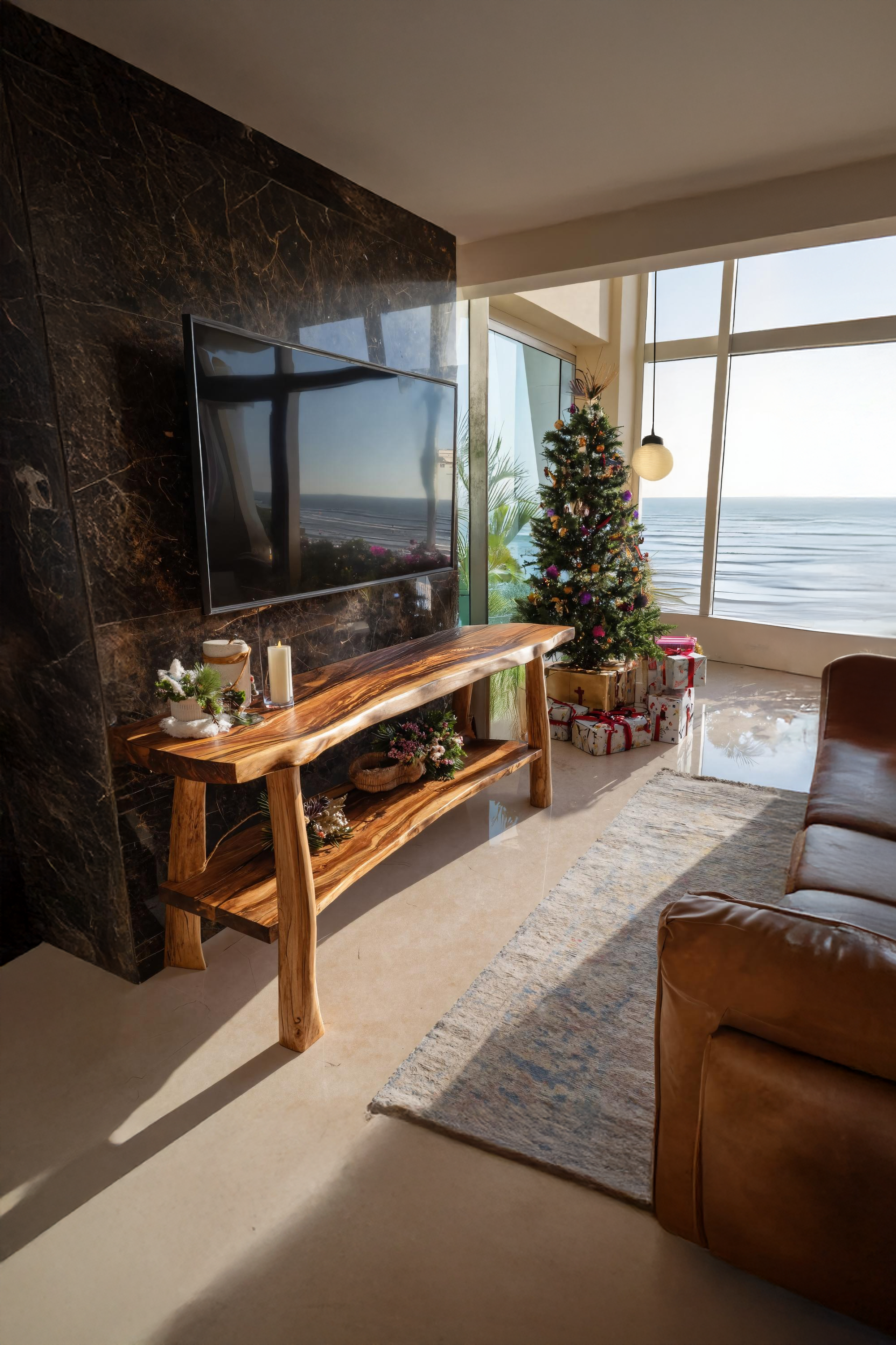 Mid Century Wooden Live Edge TV Console For Winter Furniture SILDTTRCTV029