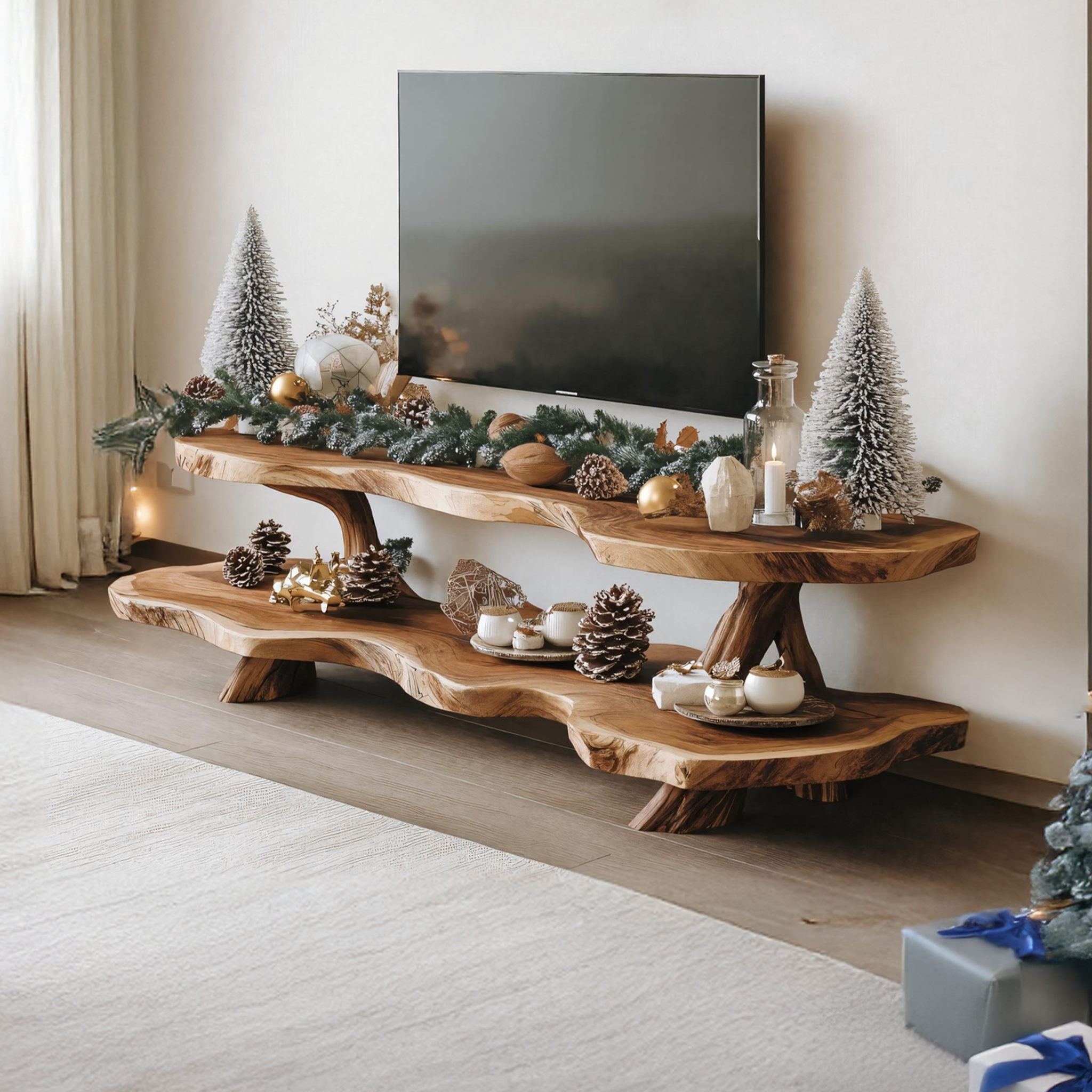 Mid Century Live Edge Entryway TV Console For Christmas Furniture SILDTTNCTV027