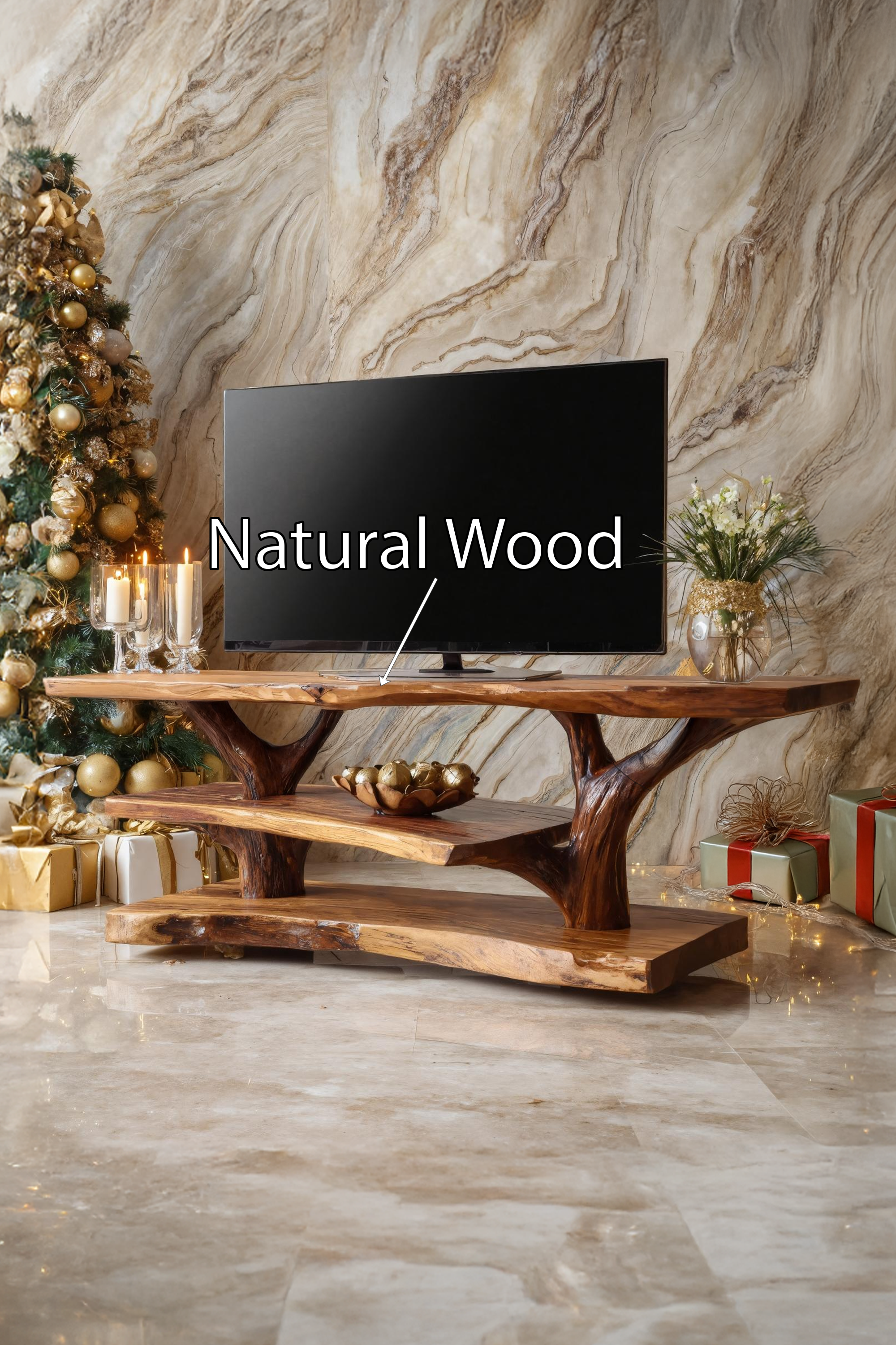 Handcrafted Live Edge Entryway TV Stand For Holiday Season Style SILDTTRCTV039