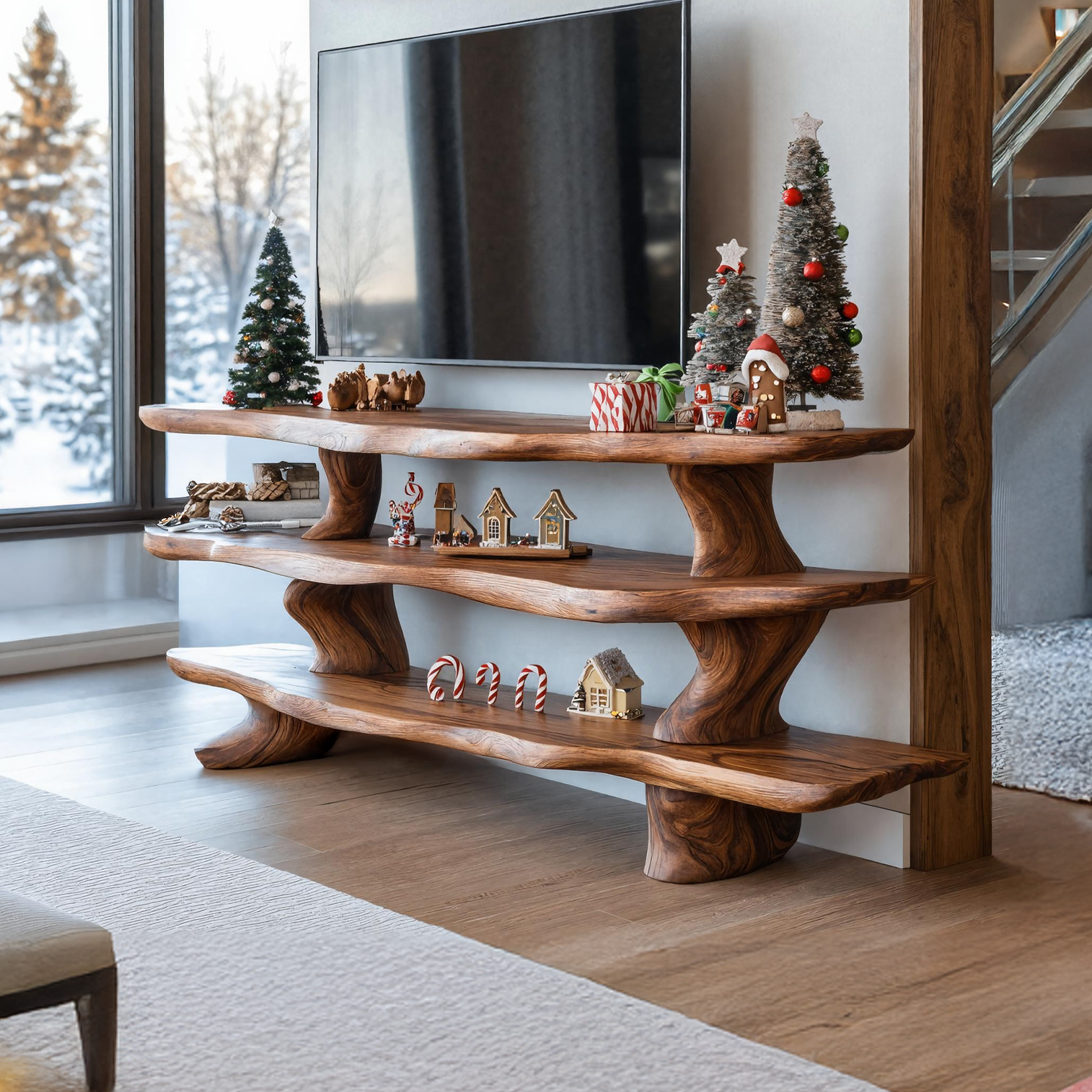 Mid Century Solid Wood TV Console For Holiday Bedroom Decor SILDTTNCTV023