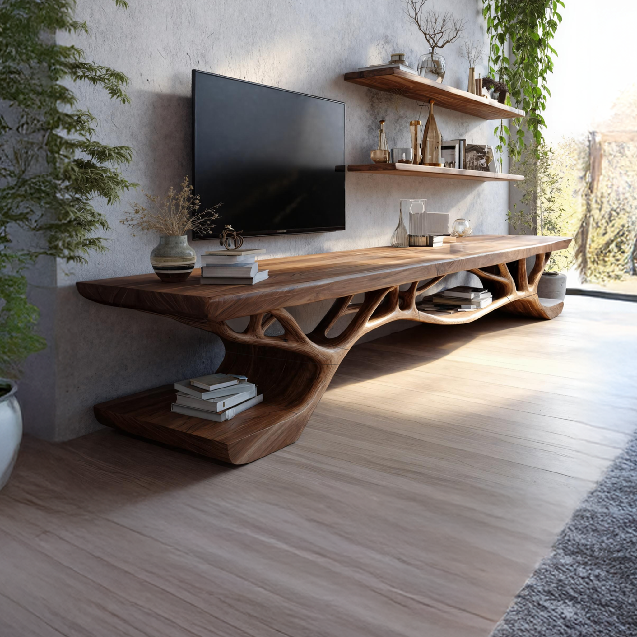 Mid Century Solid Wood TV Console For Bedroom And Entryway Decor SILDTTNTVC081