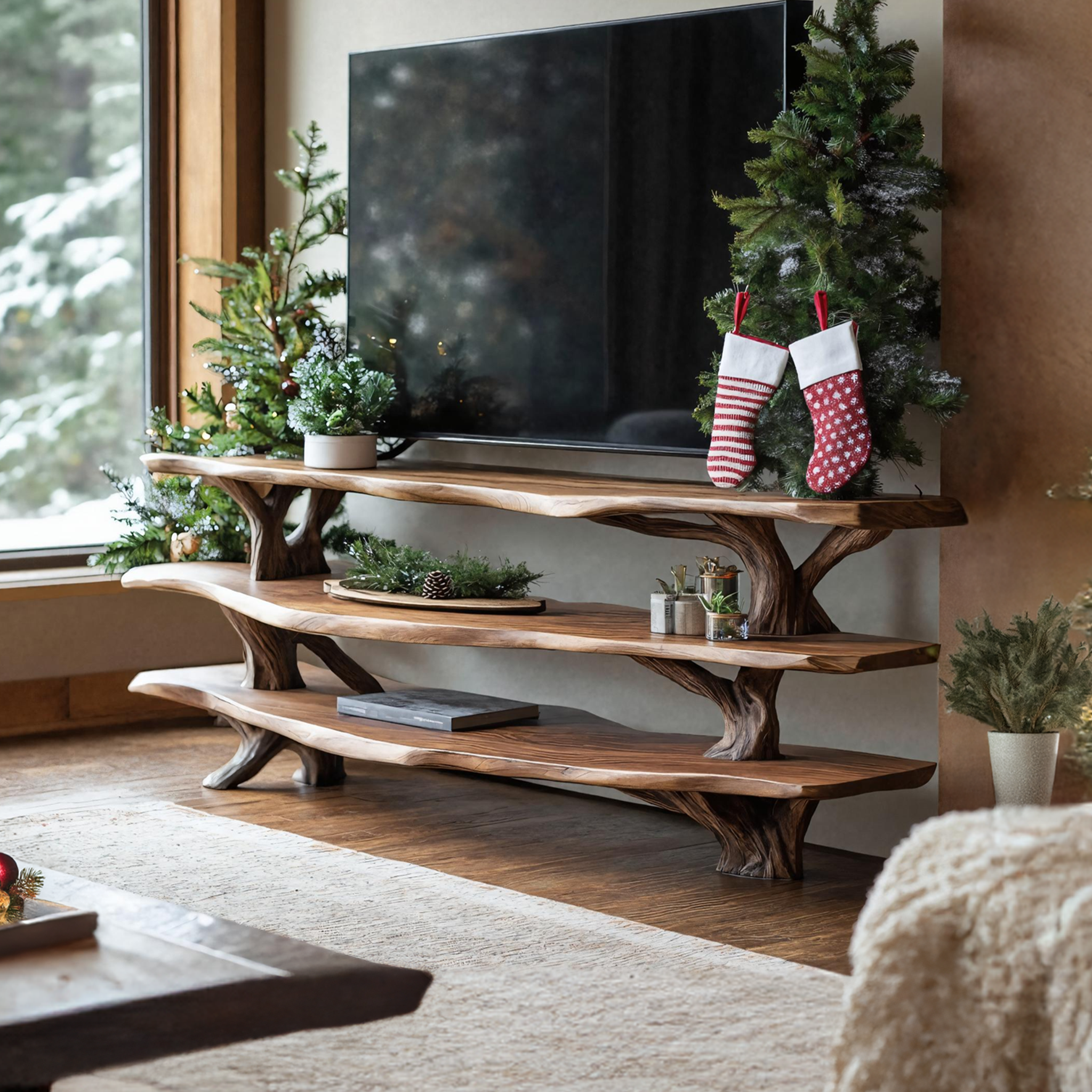 Modern Solid Wood TV Console For Christmas Entryway Living Room SILDTTNCTV012