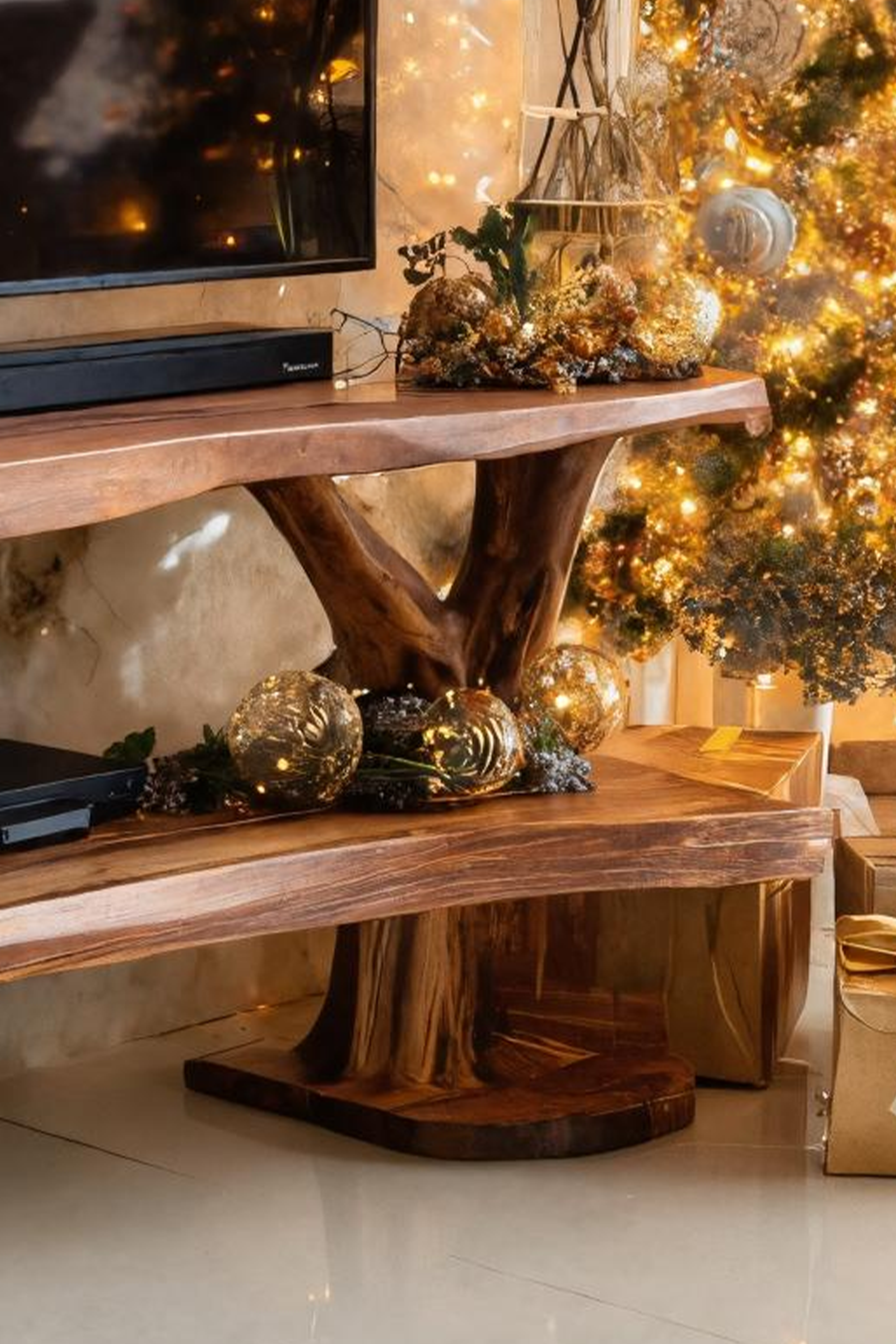 Modern Wooden Live Edge TV Console For Winter Interior Design SILDTTRCTV040