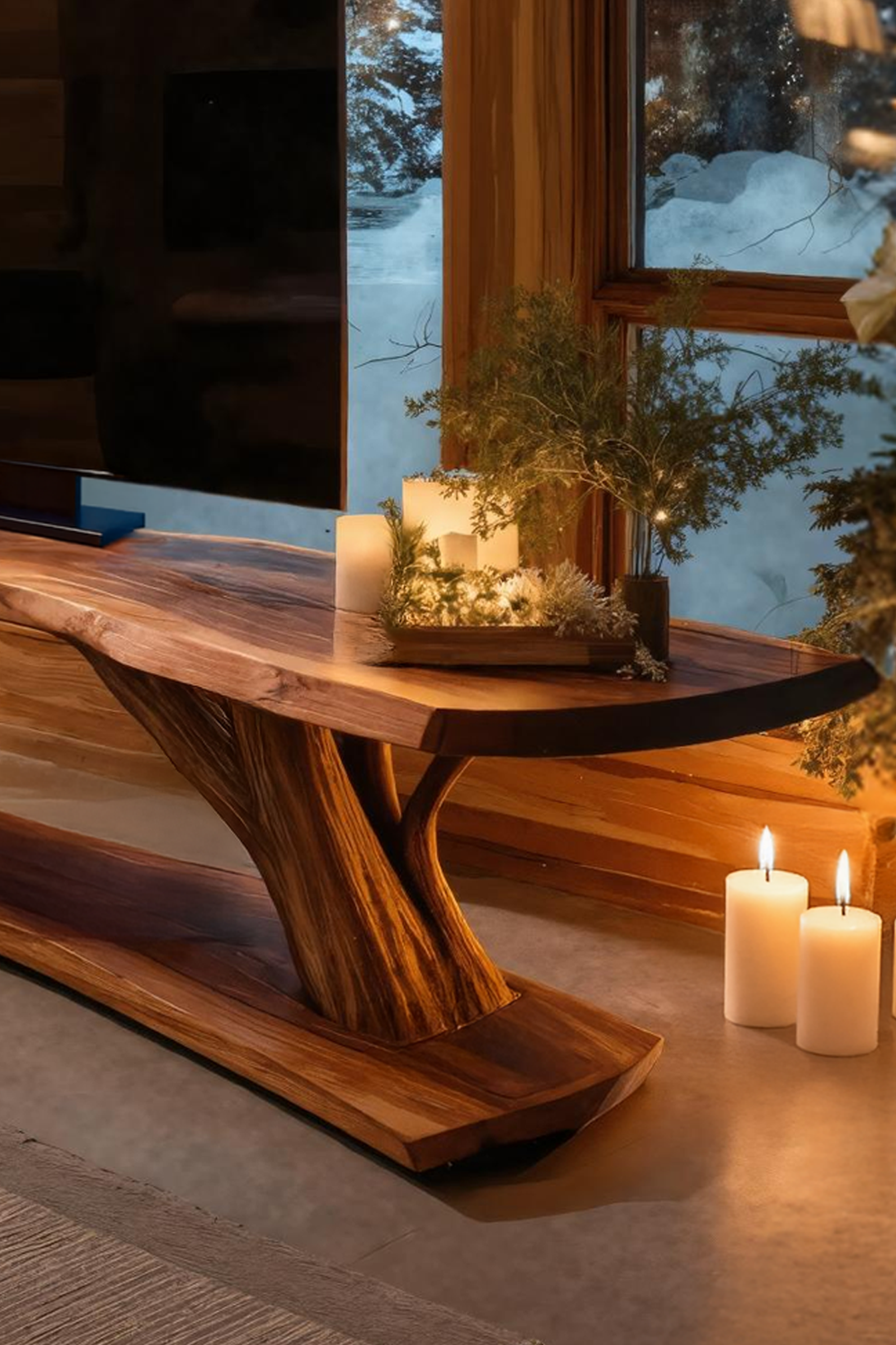 Mid Century Wooden Live Edge TV Console For Holiday Home Decor SILDTTRCTV045