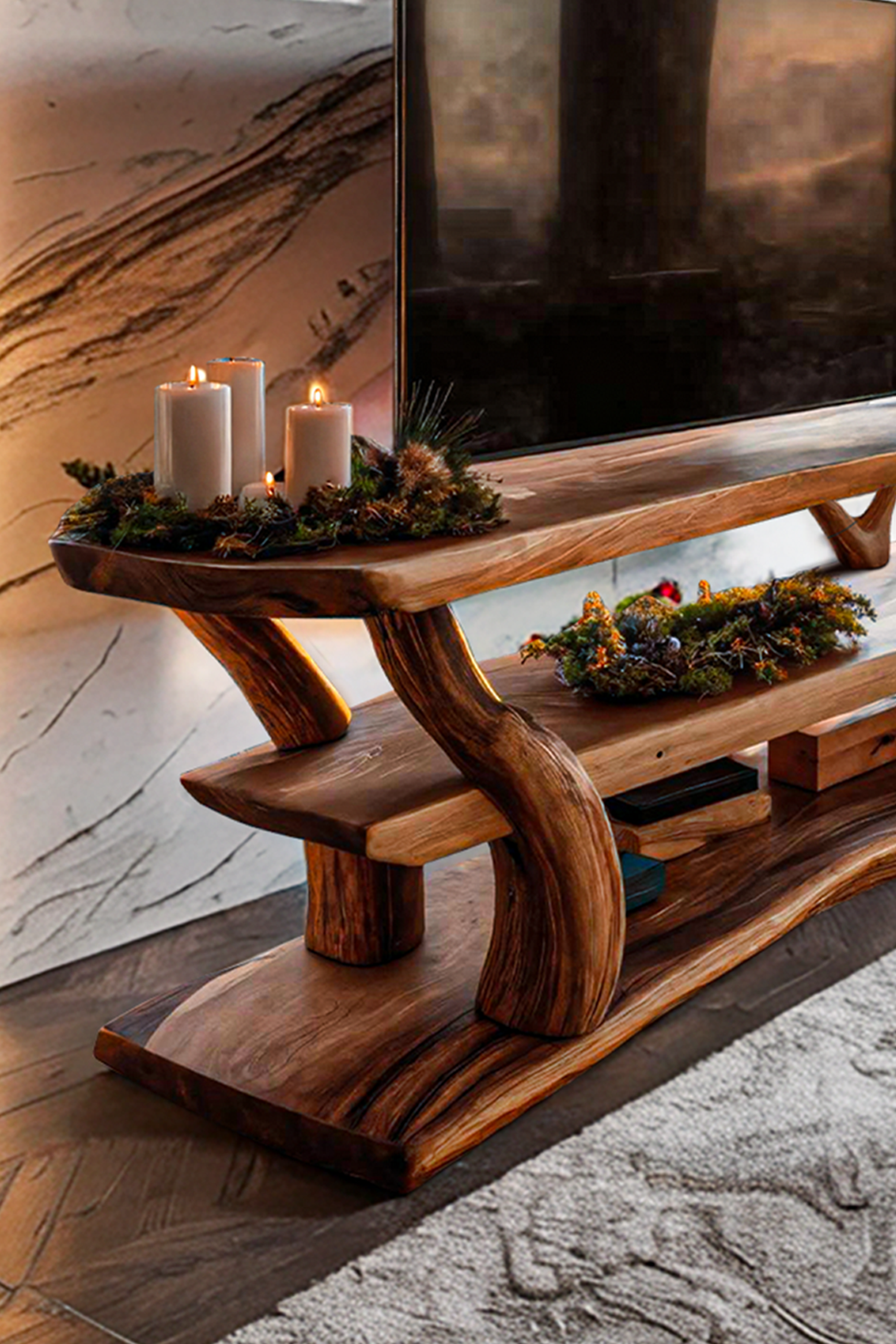 Mid Century Wooden Live Edge TV Console For Christmas Furniture SILDTTRCTV009