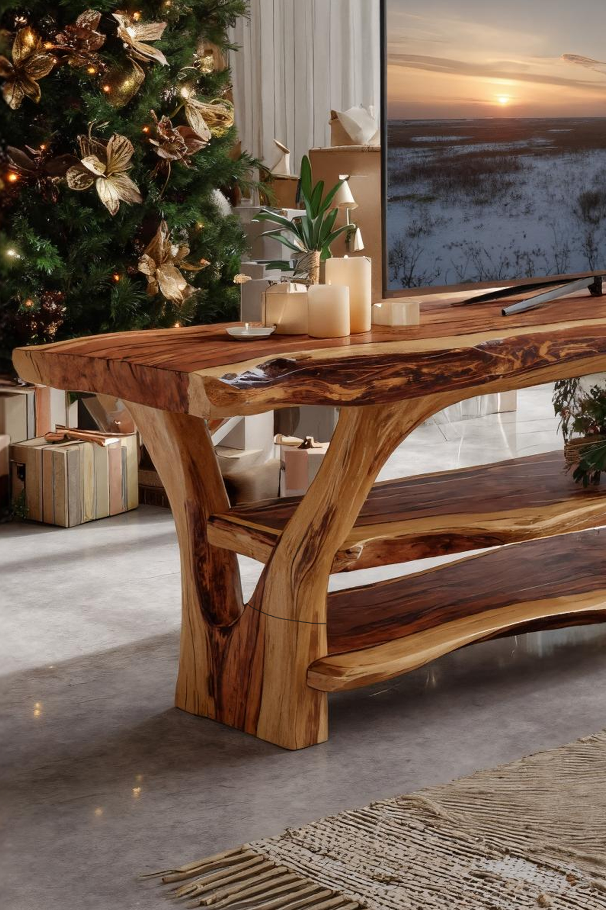 Modern Solid Wood TV Console For Christmas Living Room Design SILDTTRCTV028