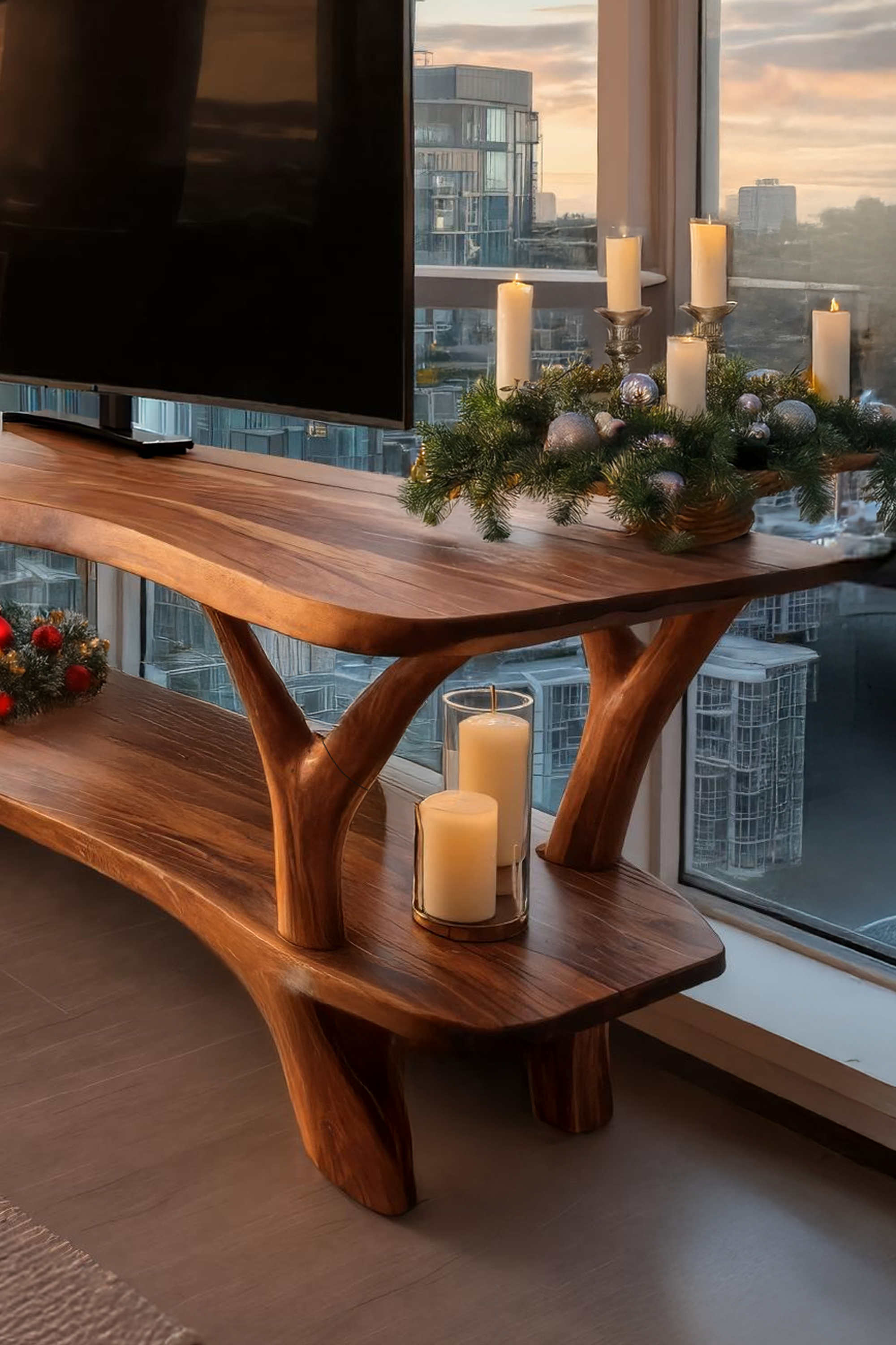 Mid Century Solid Wood TV Console For Holiday Entryway Decor SILDTTRCTV033