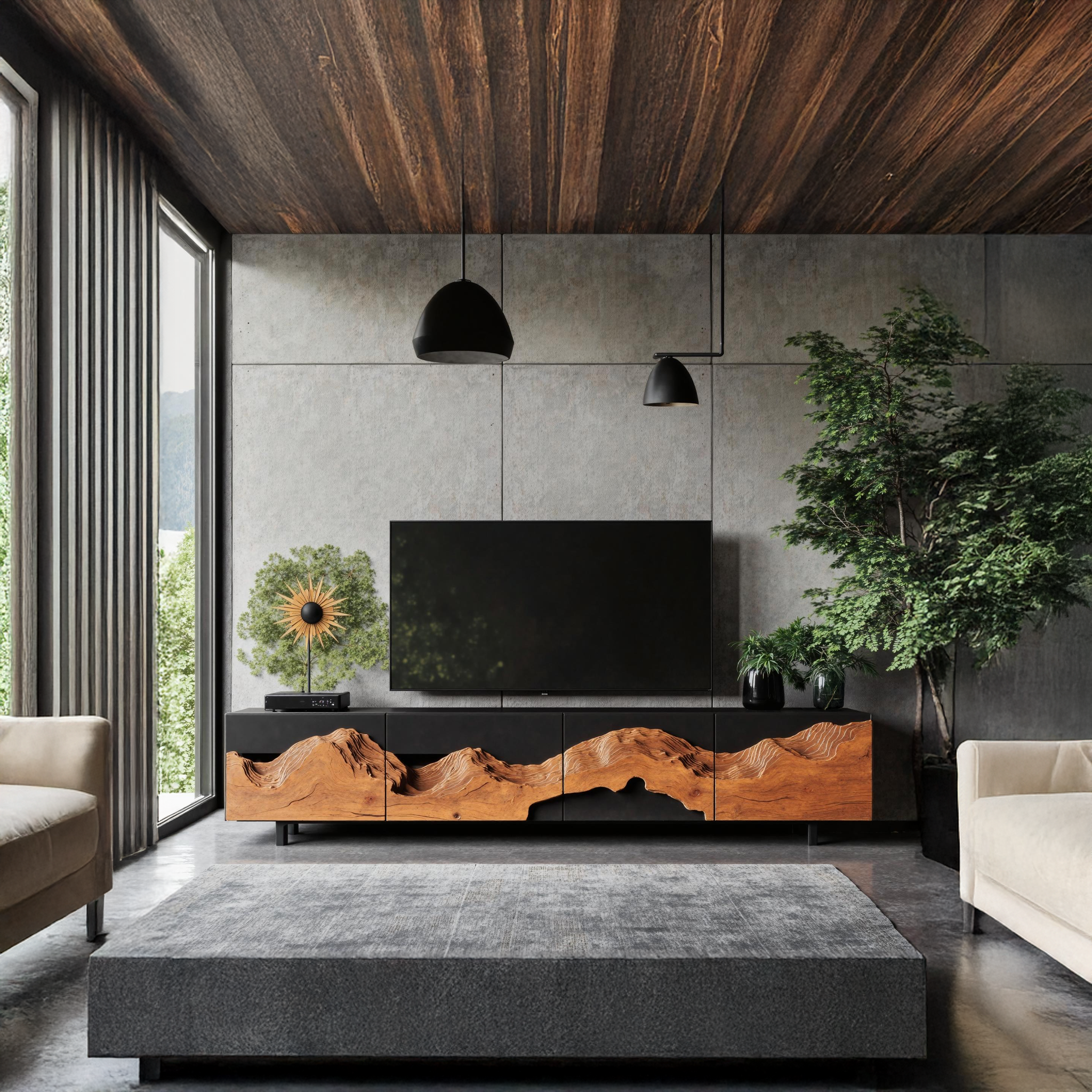 Rustic Wooden TV Cabinet For Living Room Setup SILDTTNTVC039