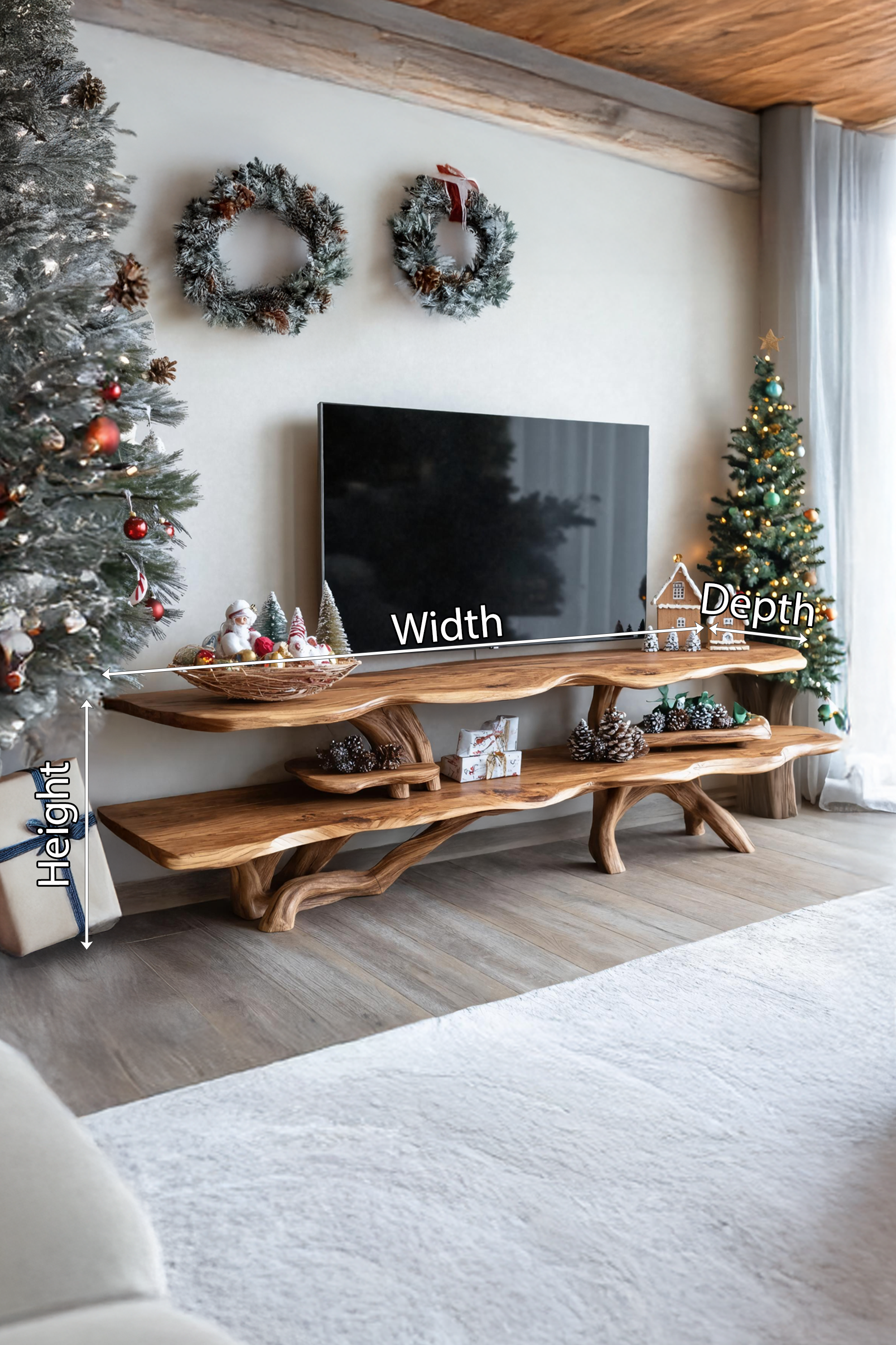 Modern Wooden Live Edge TV Console For Holiday Entryway And Living Room SILDTTNCTV029