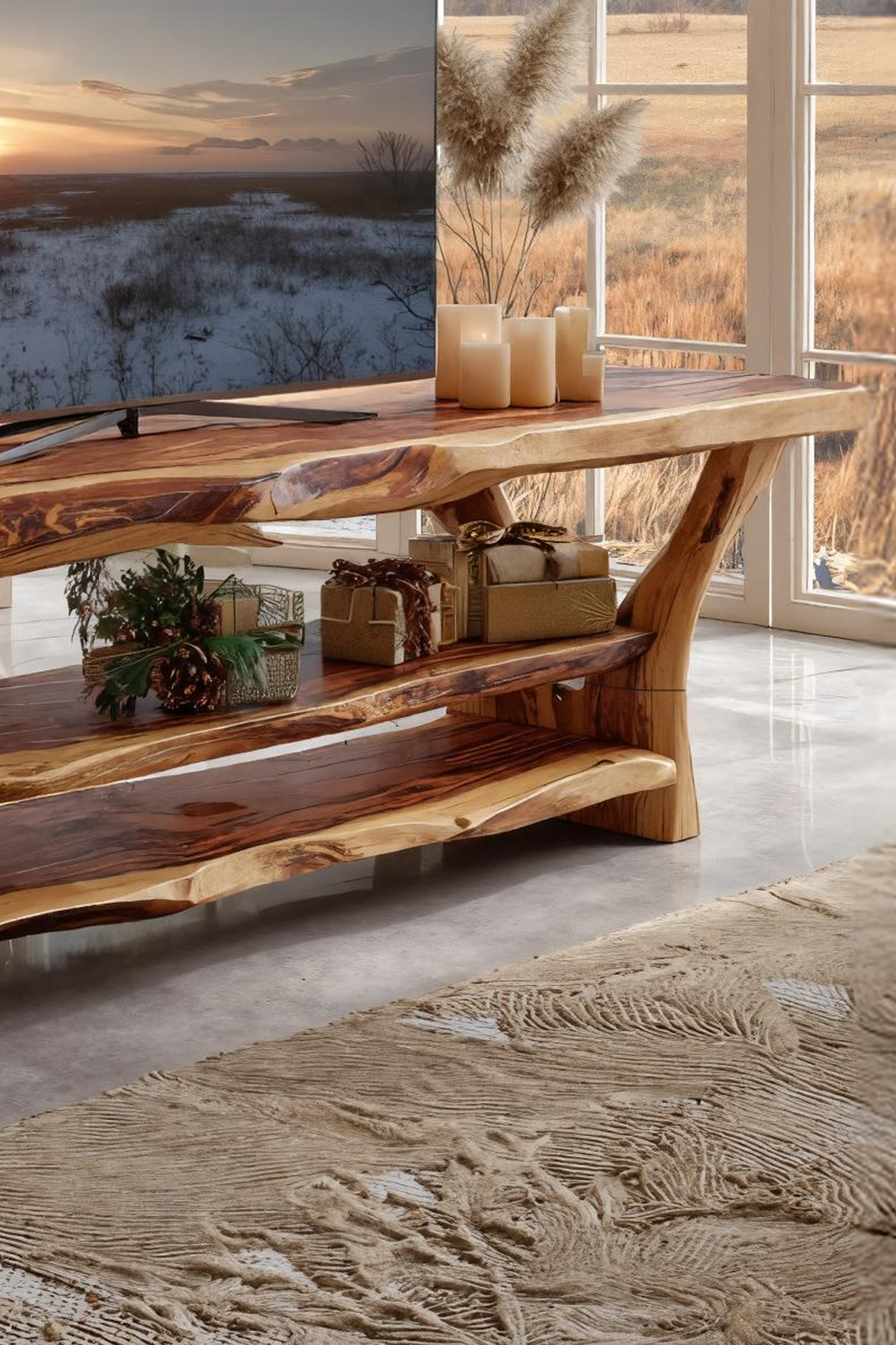 Modern Solid Wood TV Console For Christmas Living Room Design SILDTTRCTV028