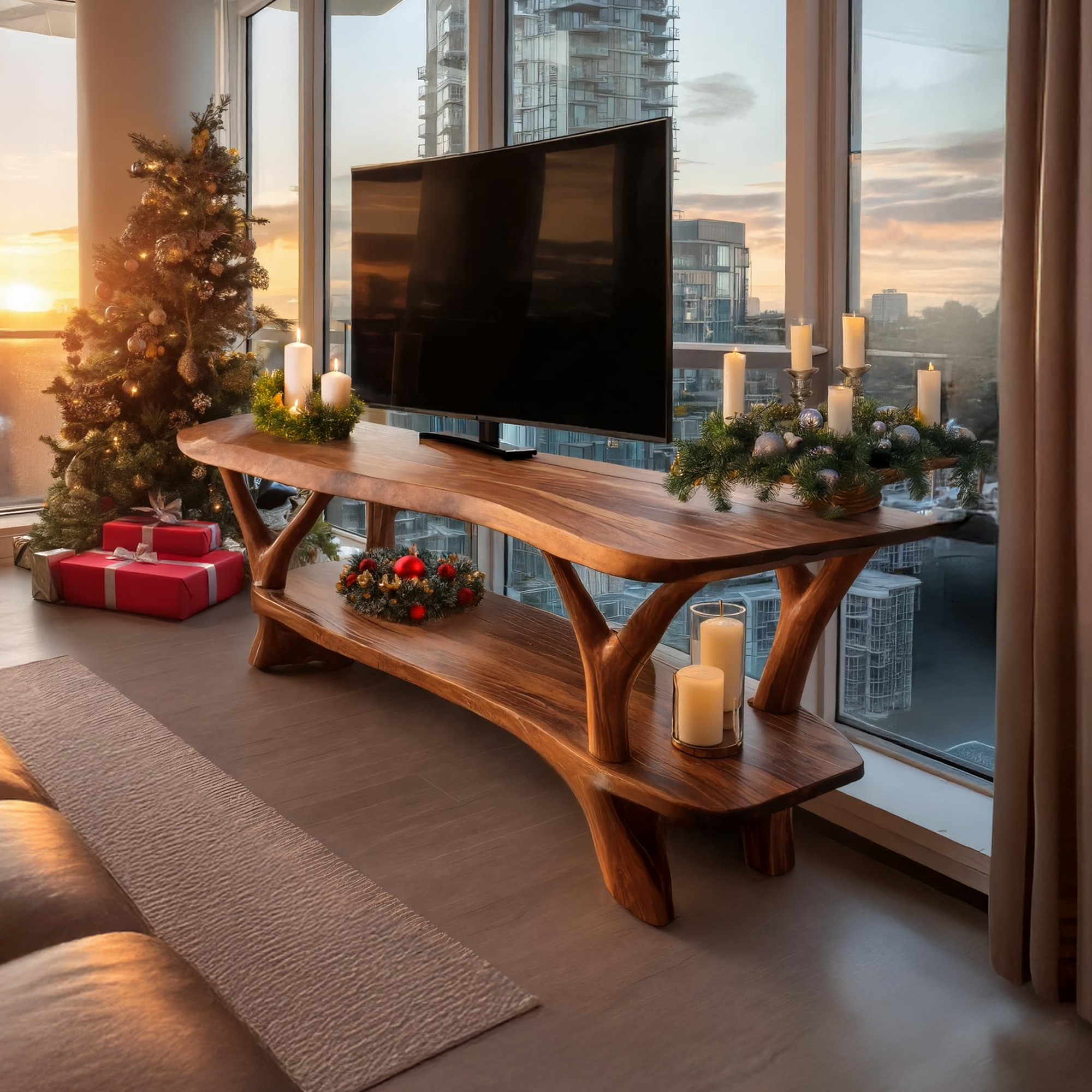 Mid Century Solid Wood TV Console For Holiday Entryway Decor SILDTTRCTV033