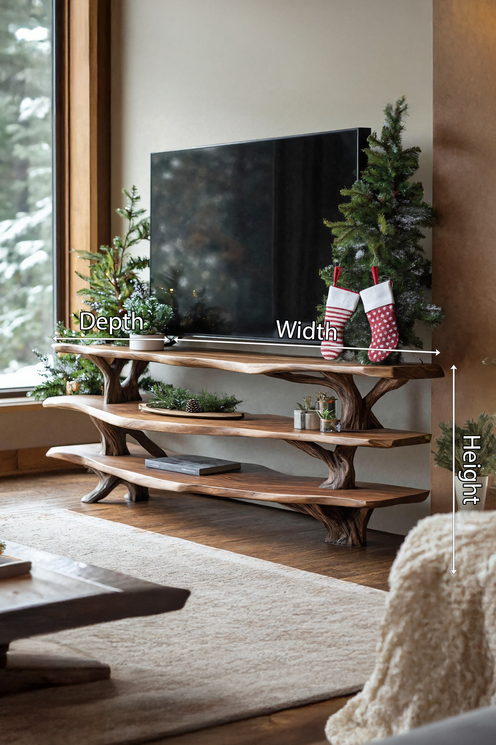 Modern Solid Wood TV Console For Christmas Entryway Living Room SILDTTNCTV012