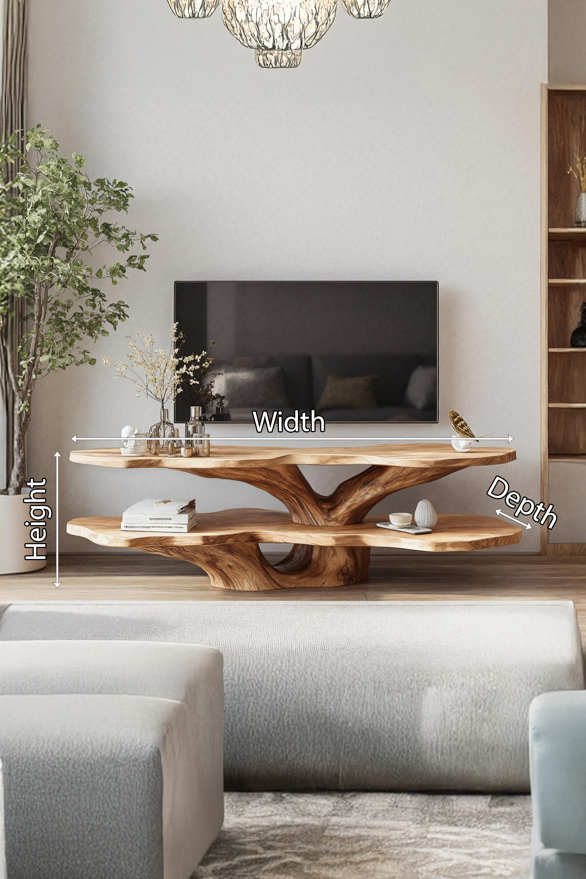 Mid Century Wooden Live Edge TV Console For Living Room Decor SILDTTNTVC077