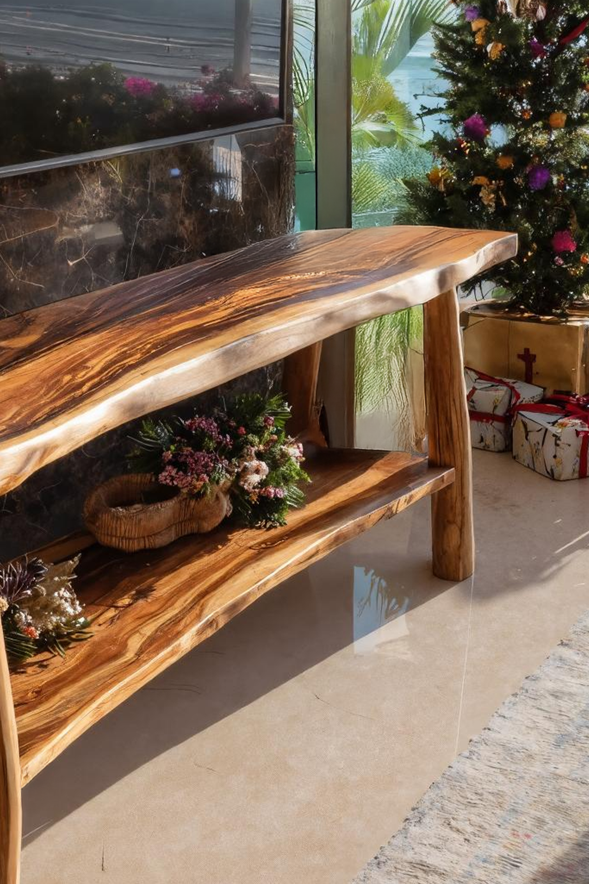 Mid Century Wooden Live Edge TV Console For Winter Furniture SILDTTRCTV029