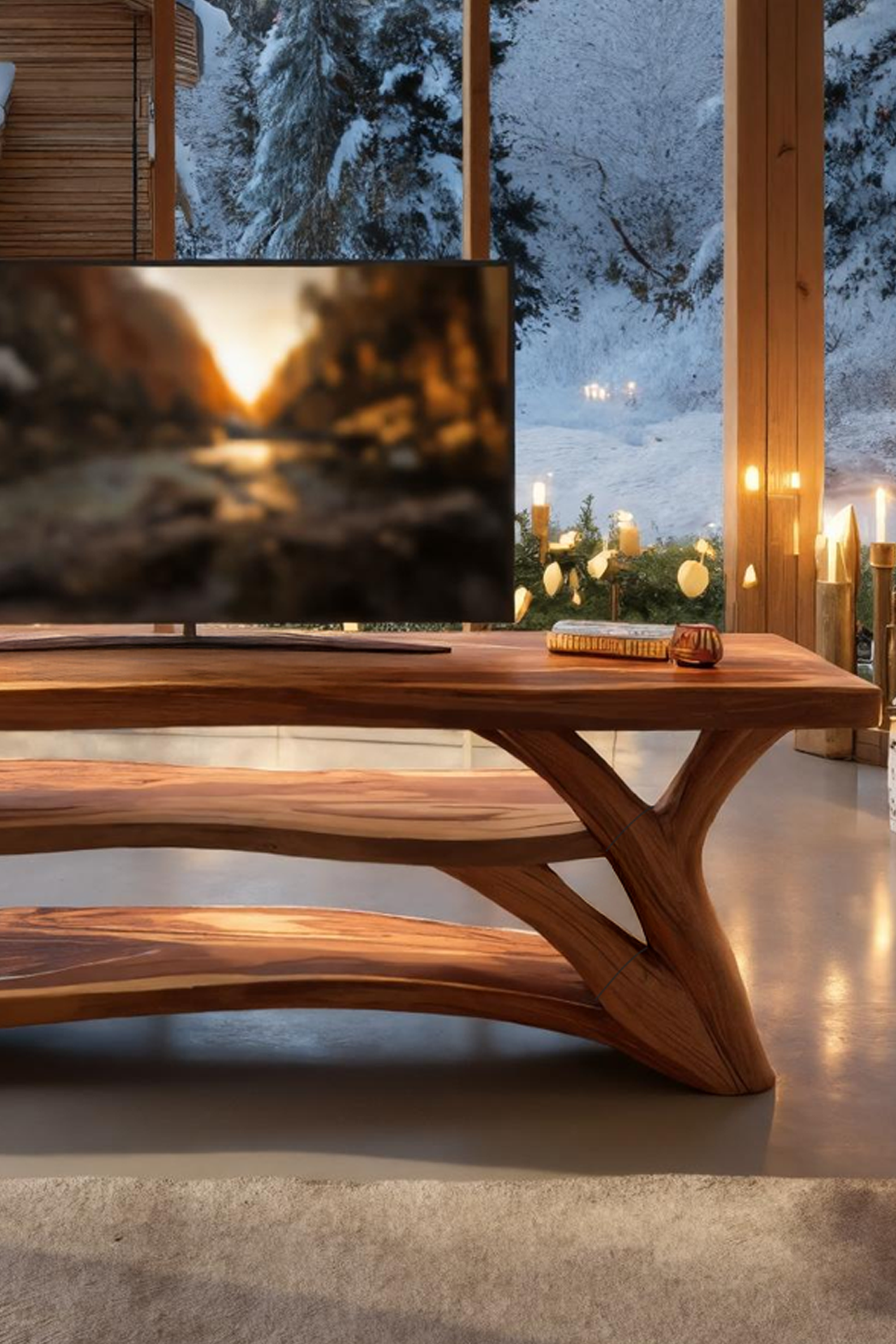 Mid Century Solid Wood TV Console For Cozy Christmas Living Room SILDTTRCTV041