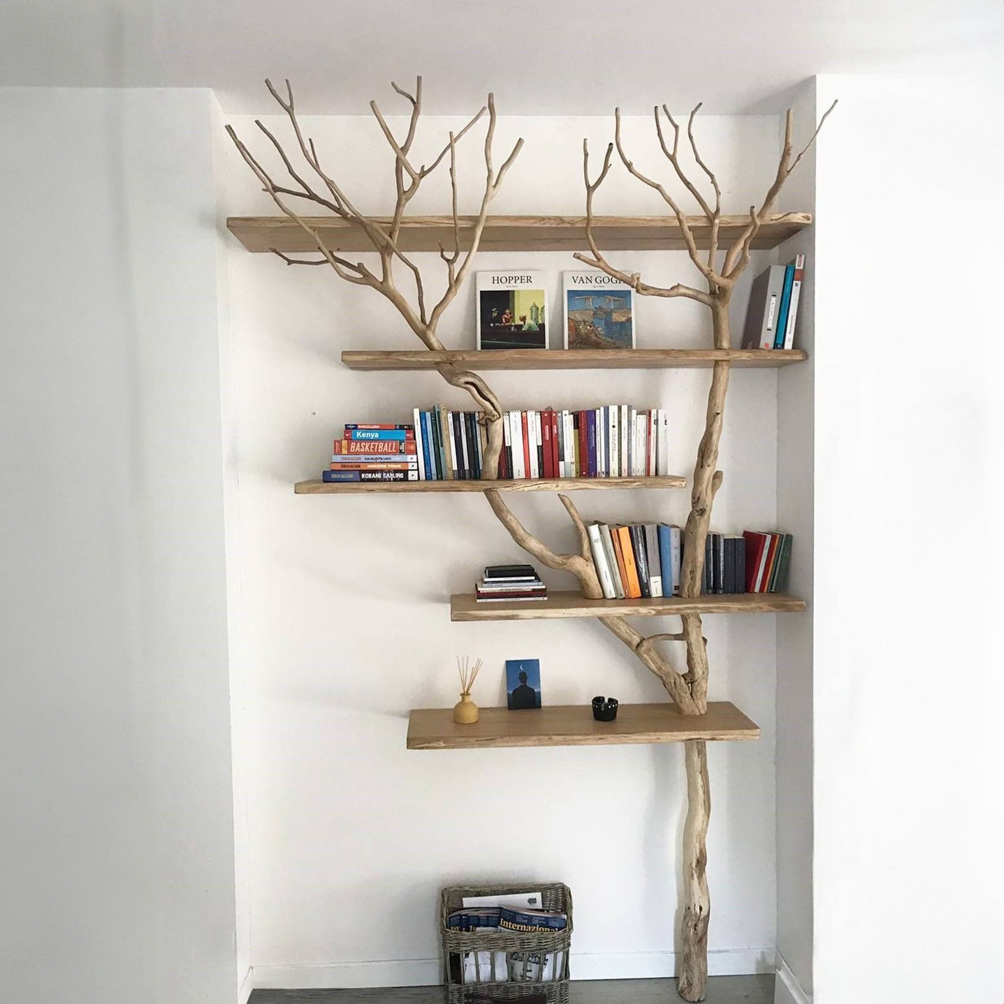 Tree Branch Floating Corner Shelf Solid Wood For Book Lover Gift SINLTB032
